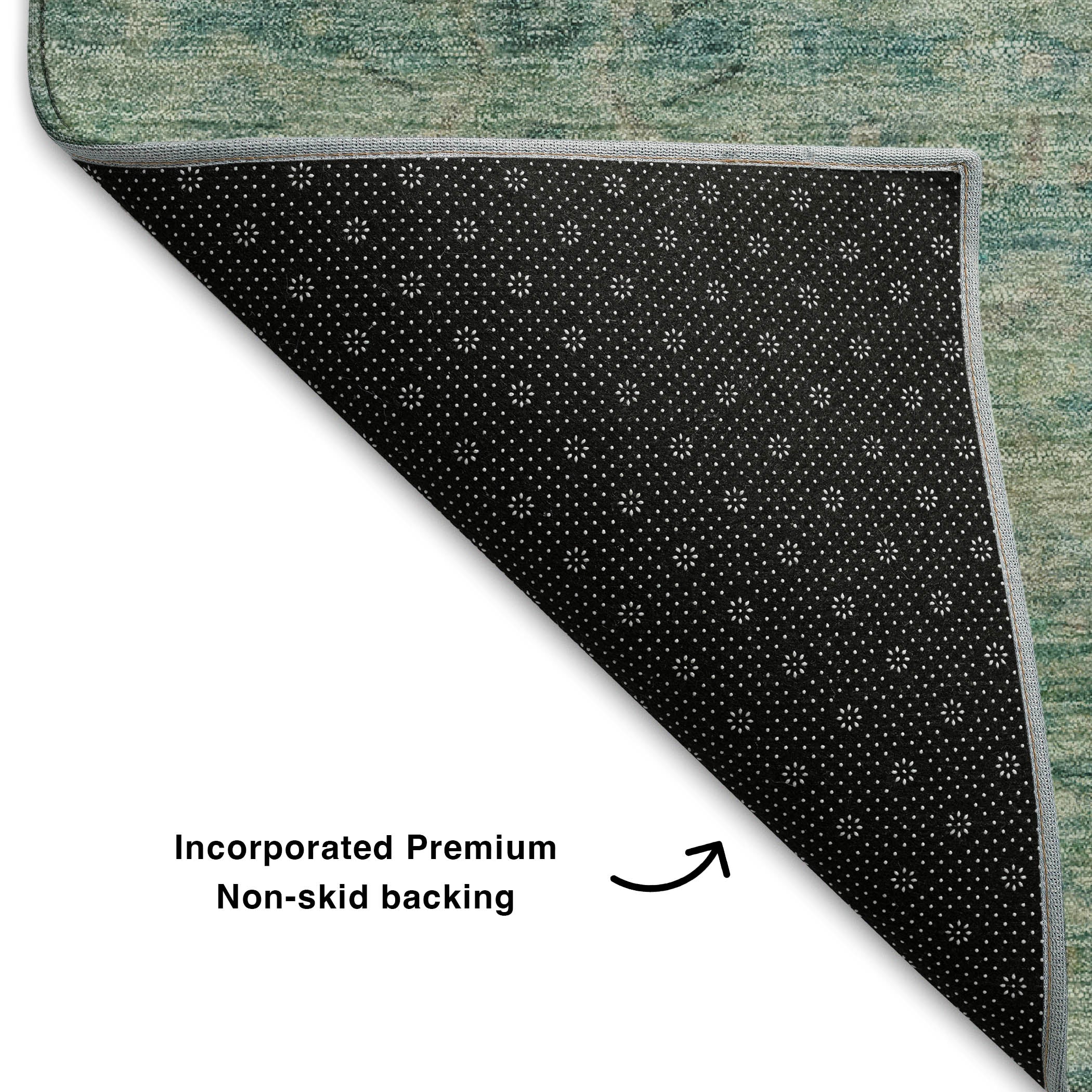 Salzburg Machine Washable Traditional Teal Rug 1'8" x 2'6" #shape_Rectangle