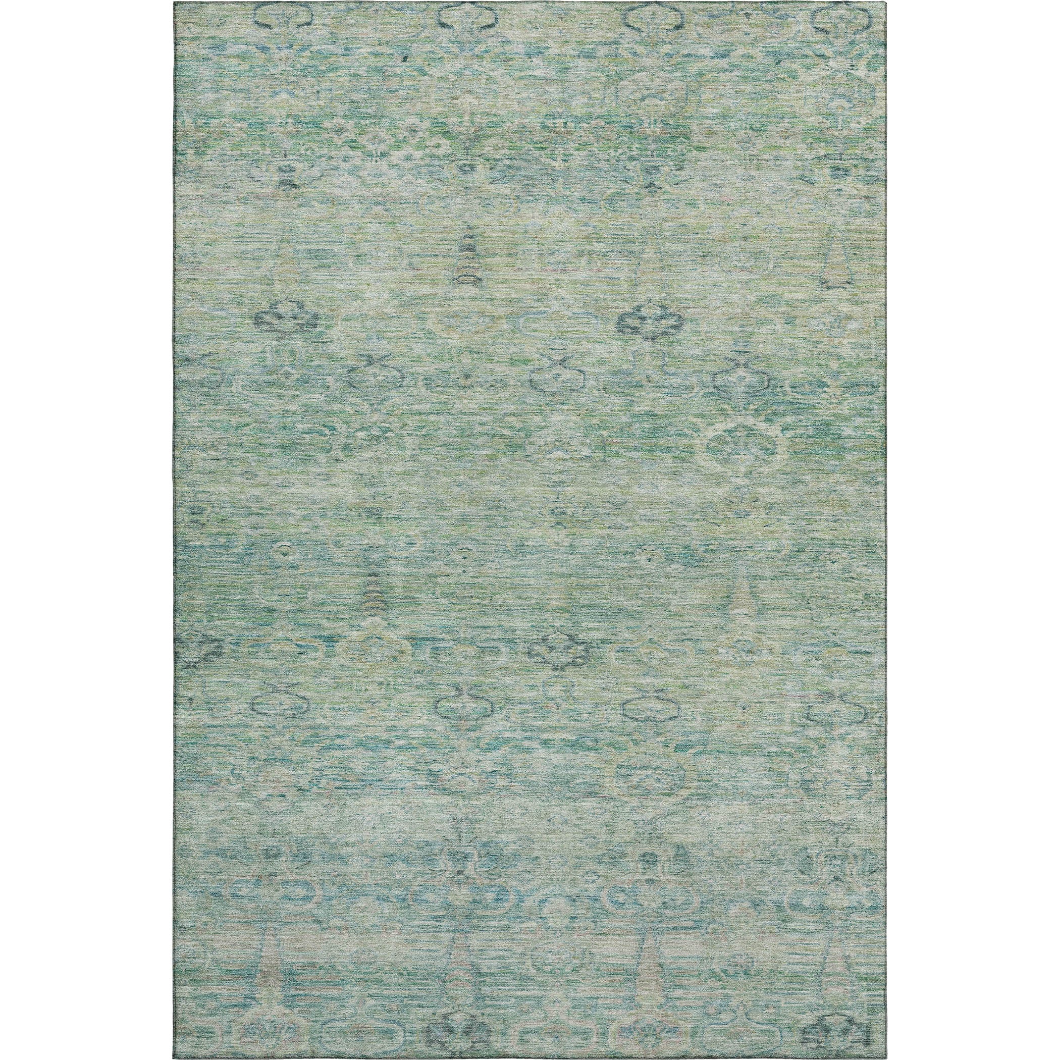 Salzburg Machine Washable Traditional Teal Rug 2'6" x 3'10" #shape_Rectangle