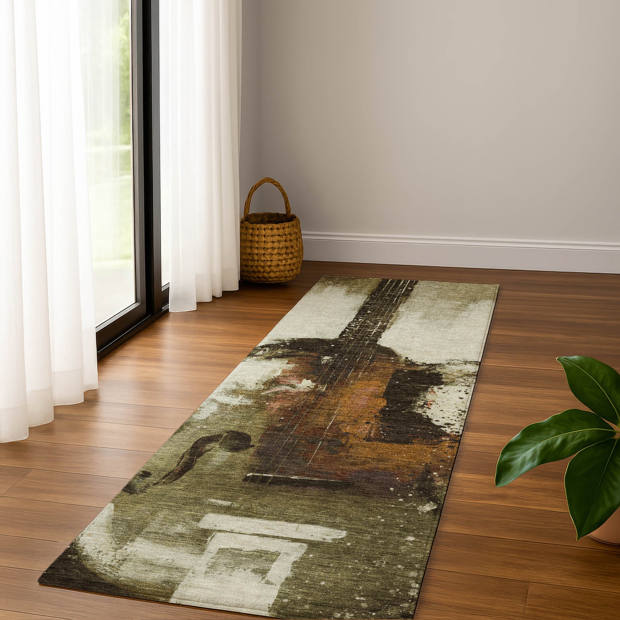 Reykjavik Machine Washable Transitional Brown Rug 2'3" x 7'6" #shape_Runner