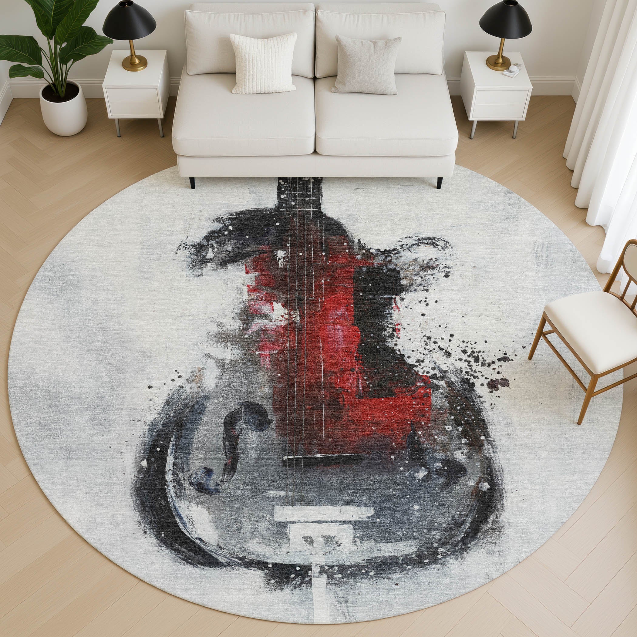 Reykjavik Machine Washable Transitional Gray Rug 8' x 8' #shape_Round