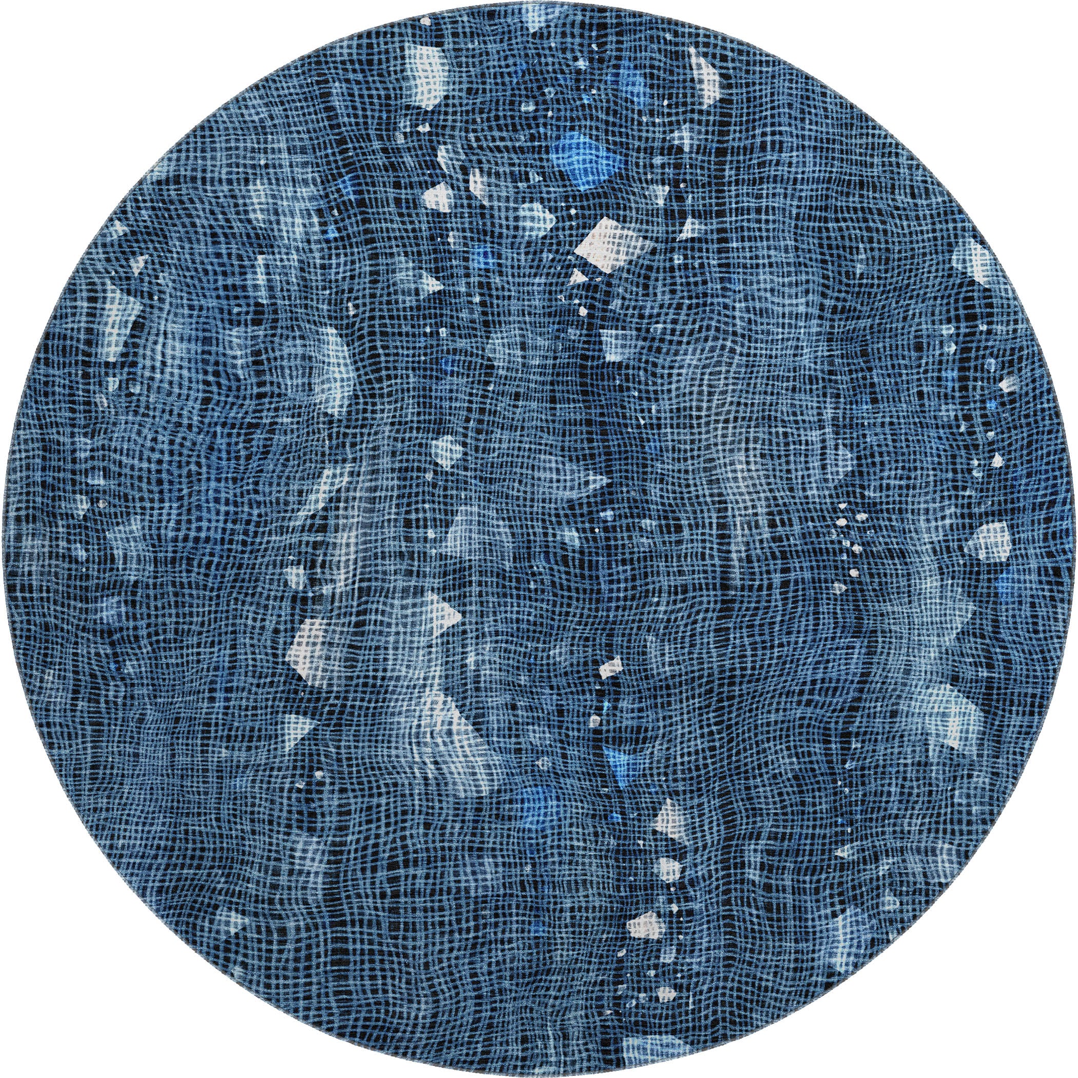 Seville Machine Washable Transitional Blue Rug 8' x 8' #shape_Round