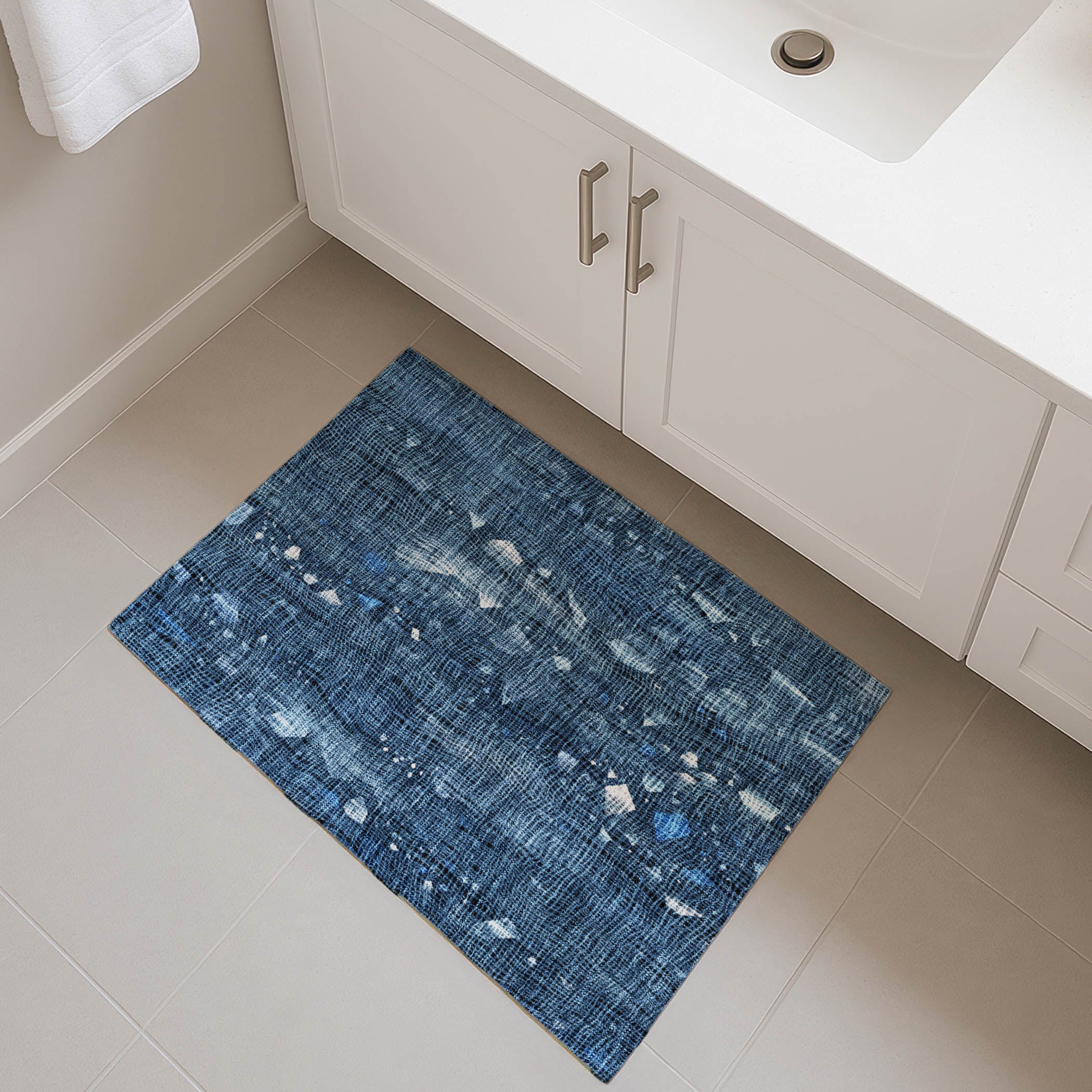 Seville Machine Washable Transitional Blue Rug 1'8" x 2'6" #shape_Rectangle