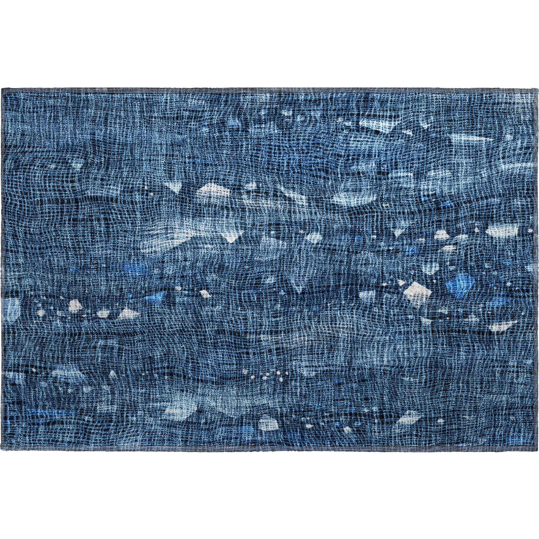Seville Machine Washable Transitional Blue Rug 1'8" x 2'6" #shape_Rectangle