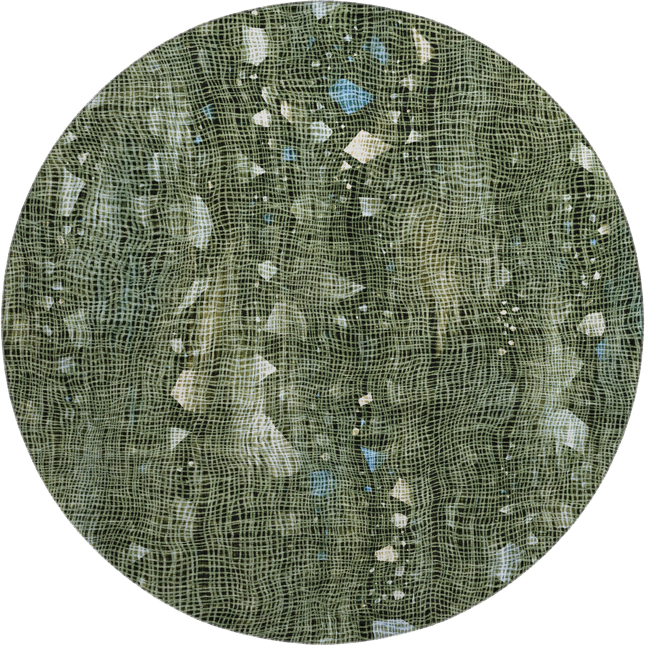 Seville Machine Washable Transitional Fern Green Rug 8' x 8' #shape_Round