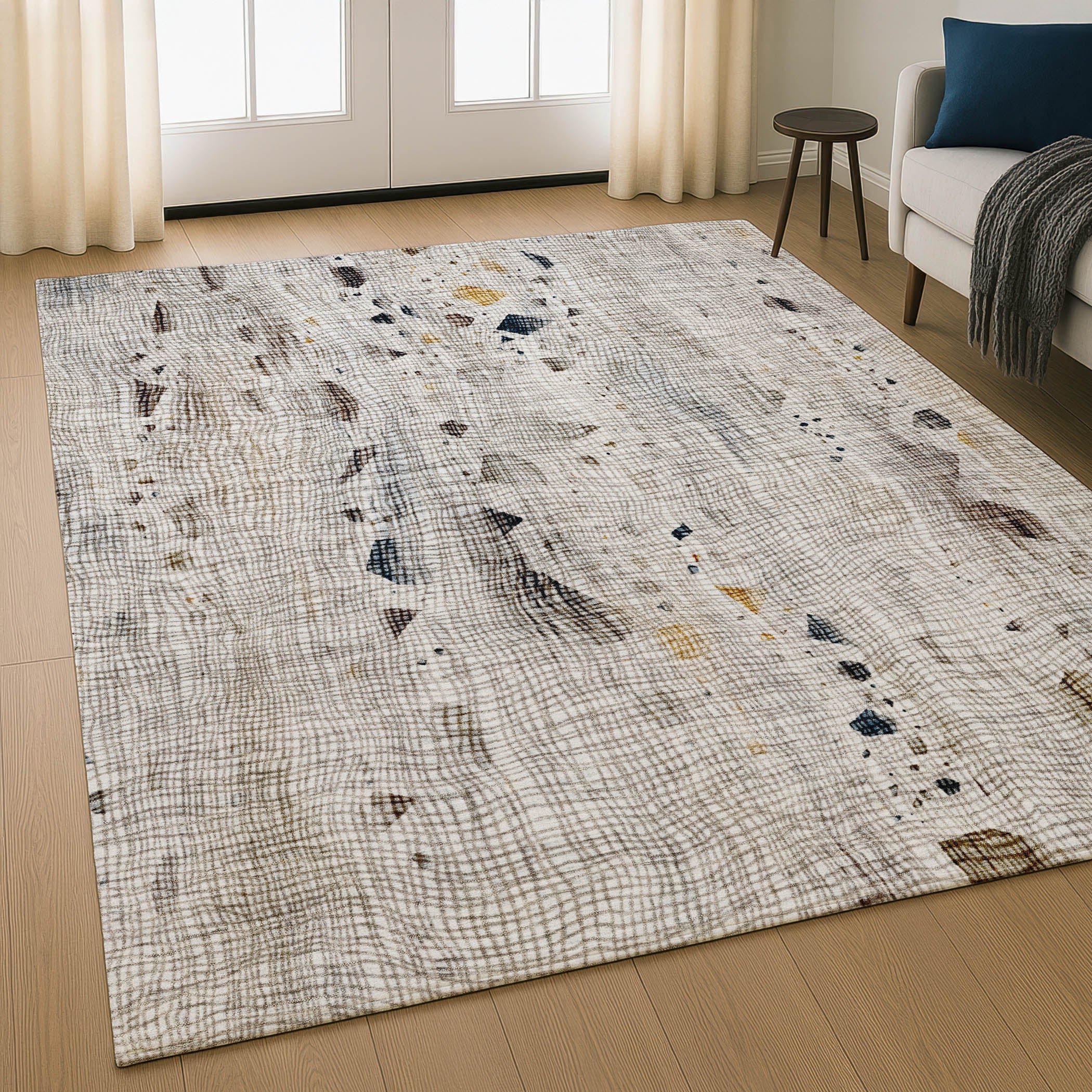 Seville Machine Washable Transitional Linen Ivory Rug 2'6" x 3'10" #shape_Rectangle
