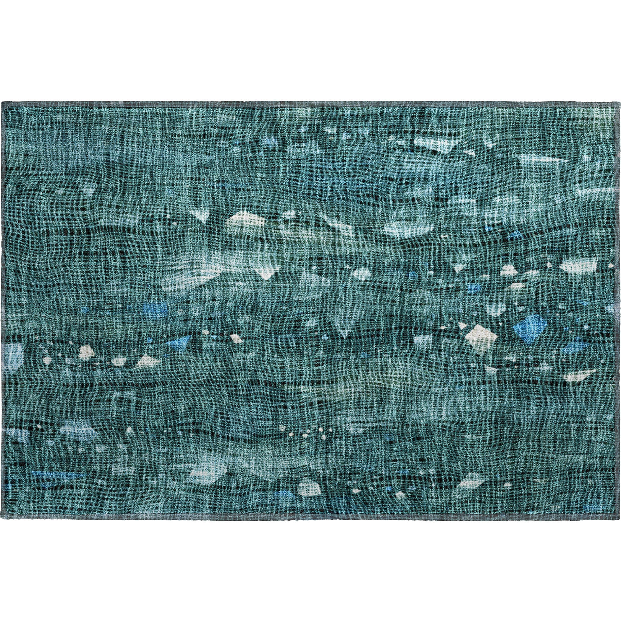 Seville Machine Washable Transitional Teal Rug 1'8" x 2'6" #shape_Rectangle