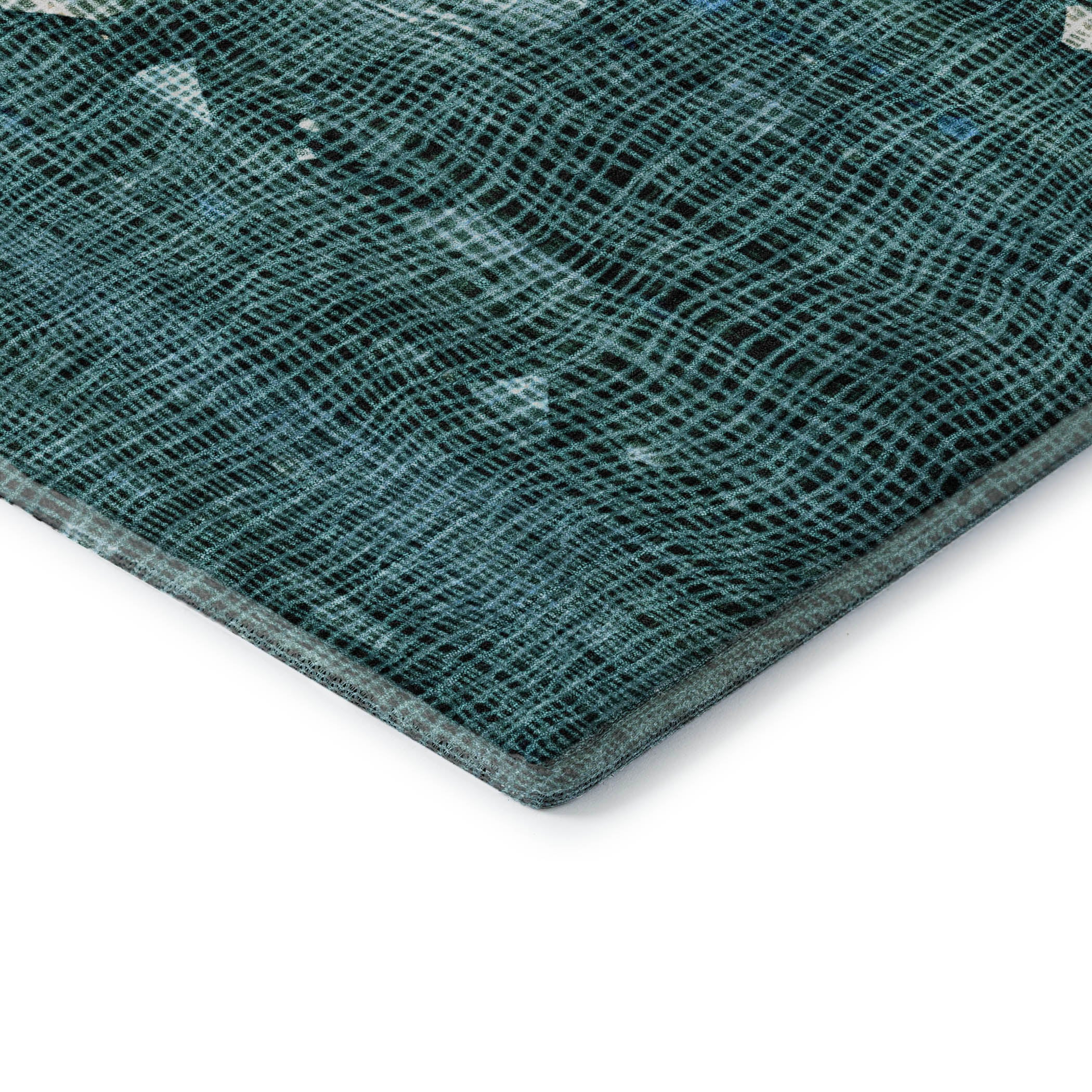 Seville Machine Washable Transitional Teal Rug 1'8" x 2'6" #shape_Rectangle