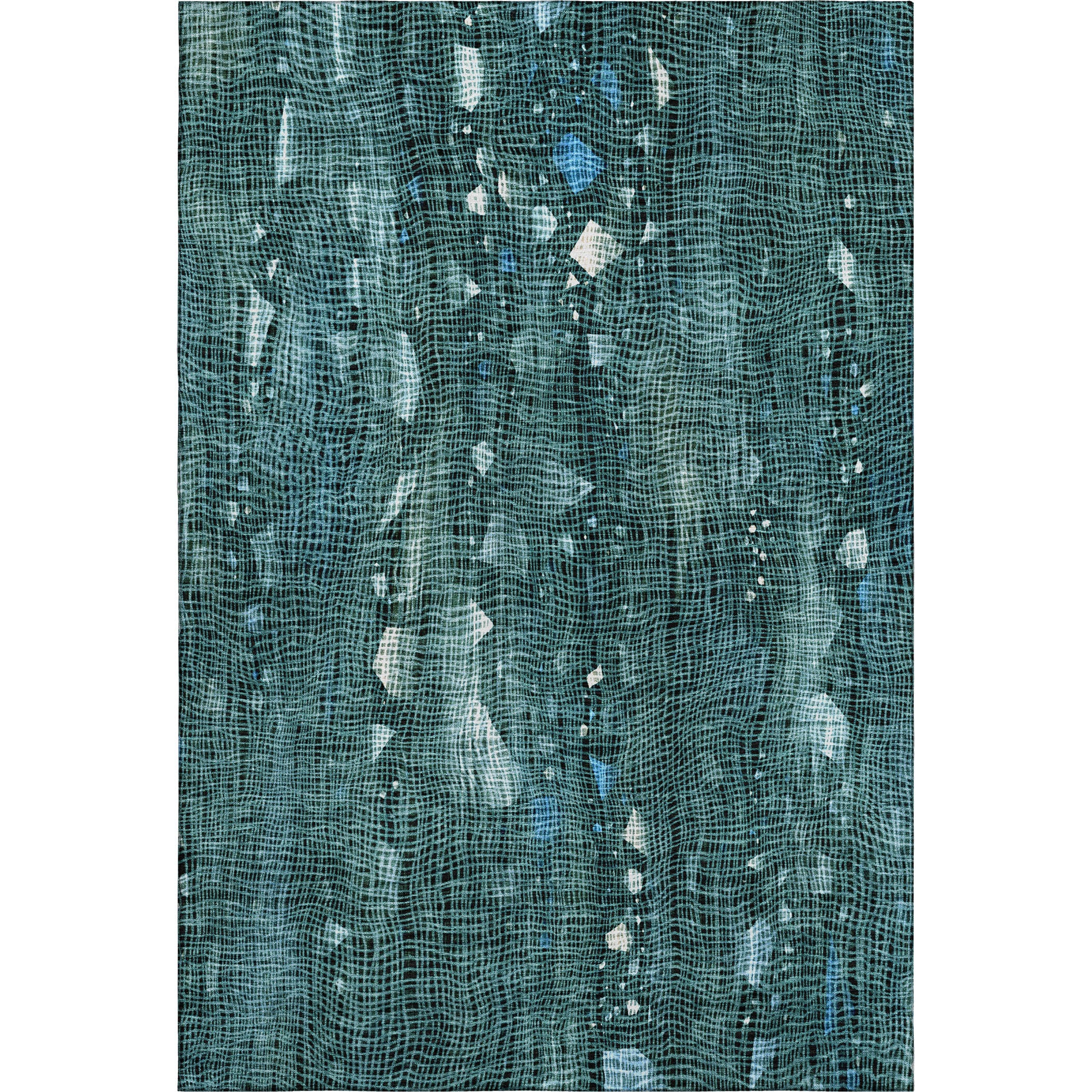 Seville Machine Washable Transitional Teal Rug 2'6" x 3'10" #shape_Rectangle