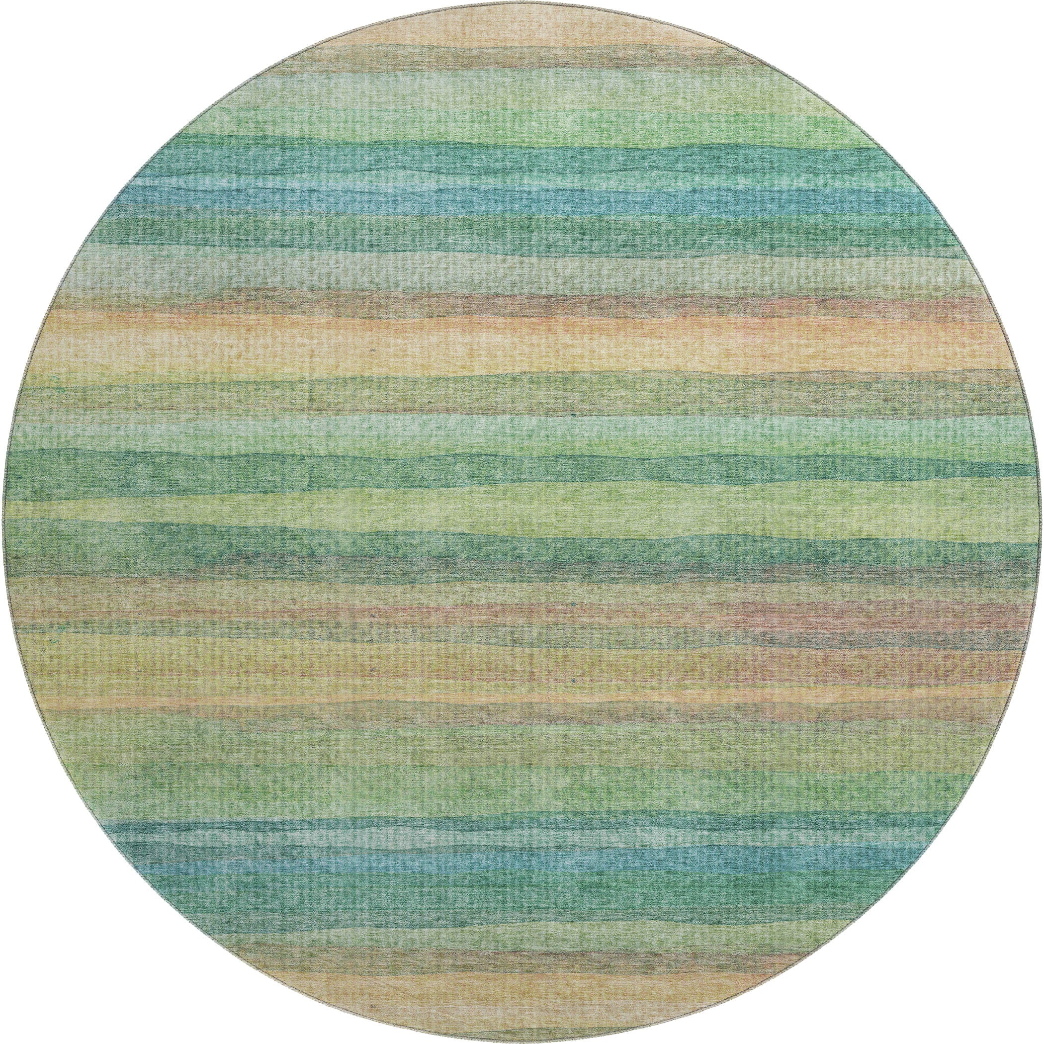 Athens Machine Washable Transitional Aloe Green Rug 8' x 8' #shape_Round