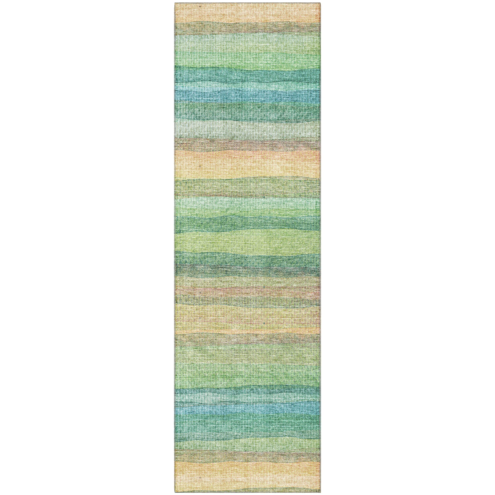 Athens Machine Washable Transitional Aloe Green Rug 2'3" x 7'6" #shape_Runner