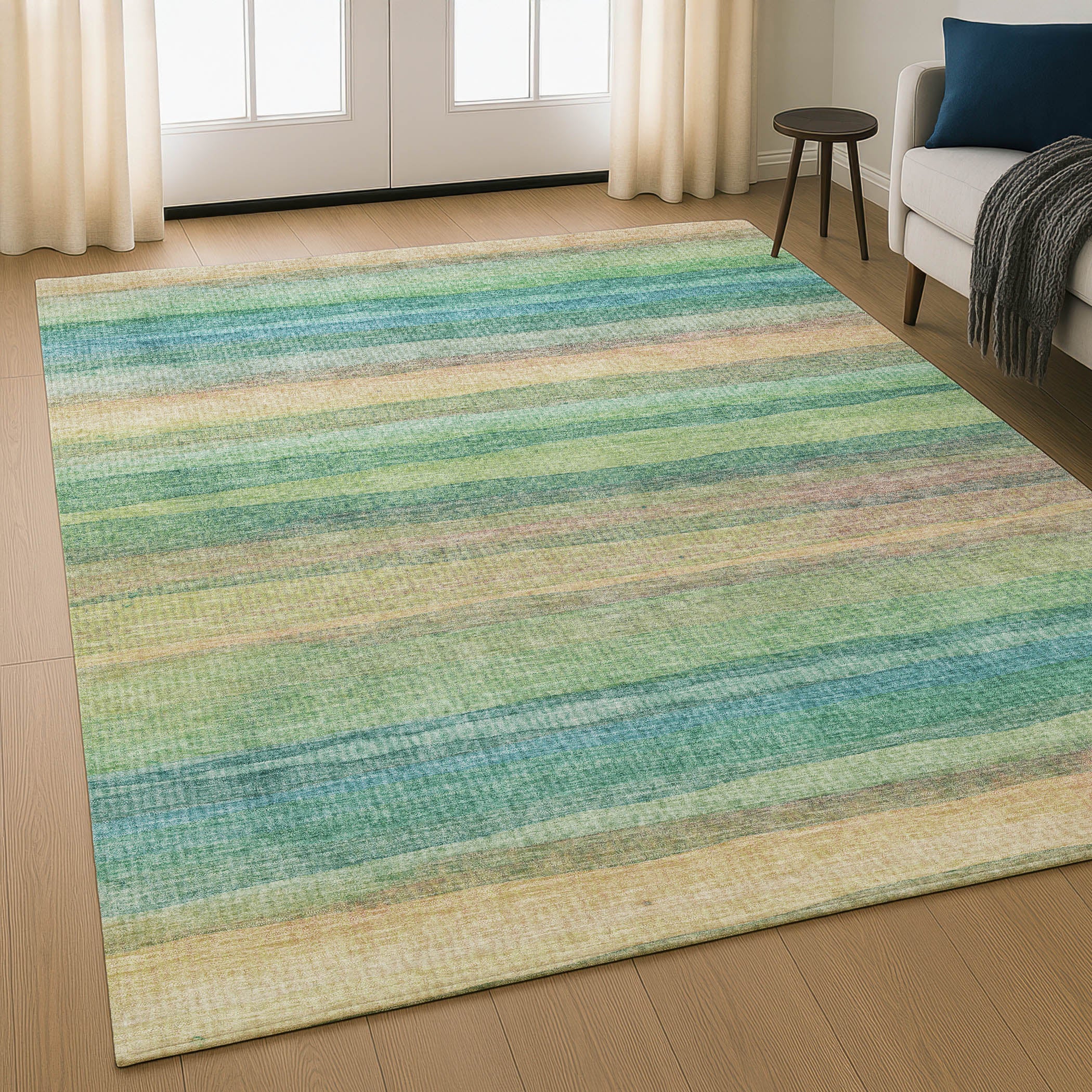 Athens Machine Washable Transitional Aloe Green Rug 2'6" x 3'10" #shape_Rectangle