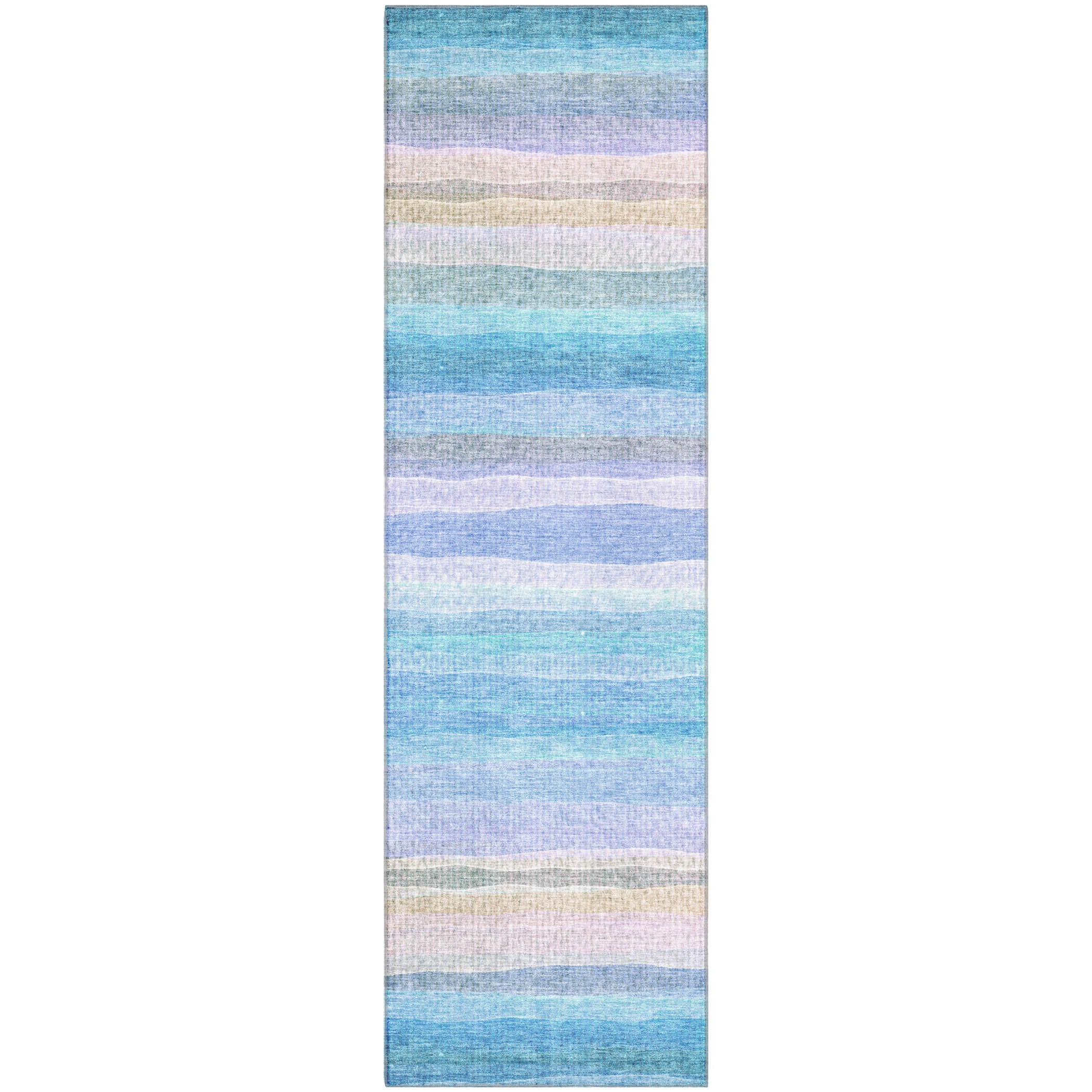 Athens Machine Washable Transitional Aqua Teal Rug 2'3" x 7'6" #shape_Runner