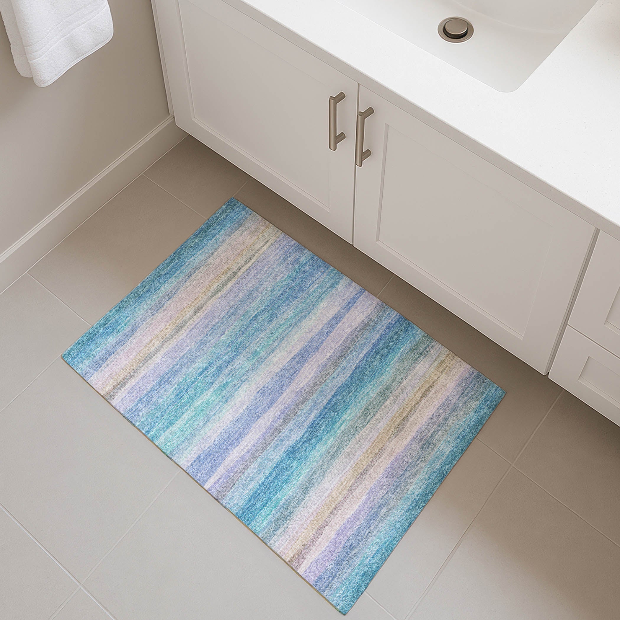Athens Machine Washable Transitional Aqua Teal Rug 1'8" x 2'6" #shape_Rectangle
