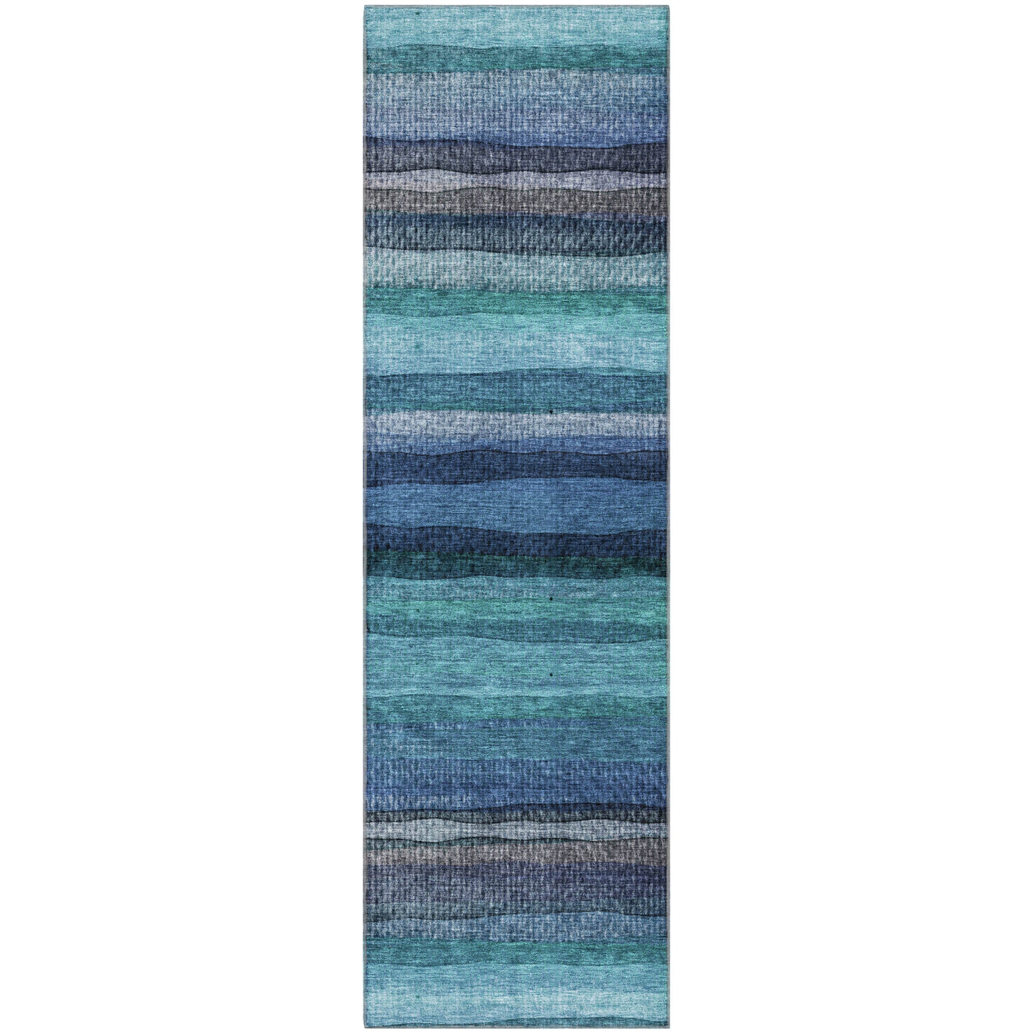 Athens Machine Washable Transitional Teal Rug 2'3" x 7'6" #shape_Runner