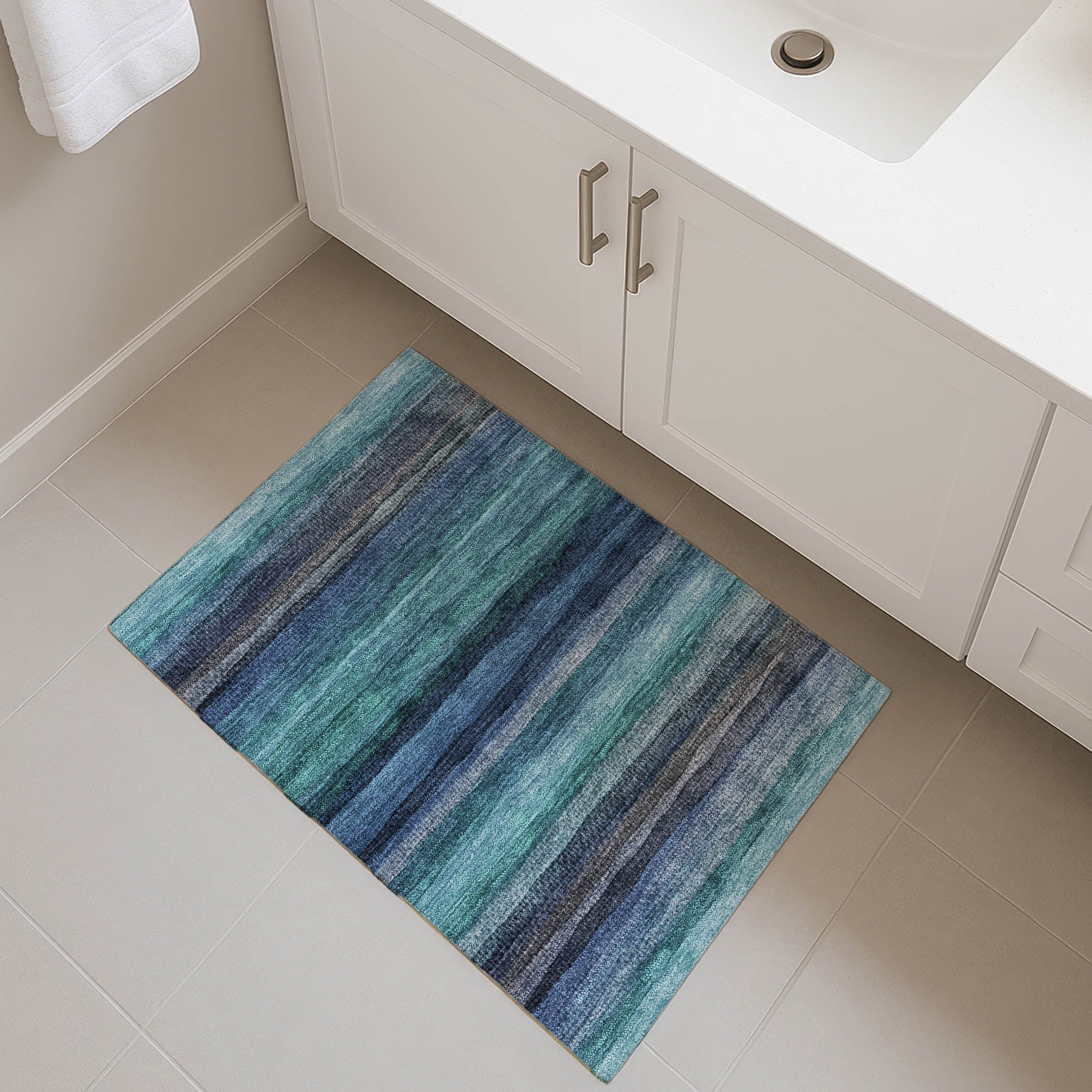 Athens Machine Washable Transitional Teal Rug 1'8" x 2'6" #shape_Rectangle