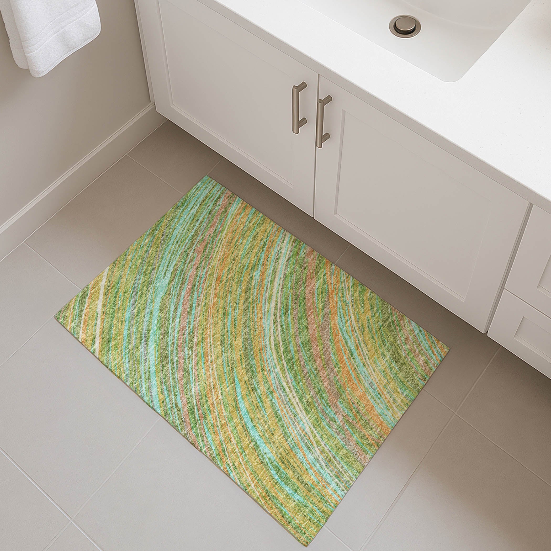 Tbilisi Machine Washable Transitional Green Rug 1'8" x 2'6" #shape_Rectangle