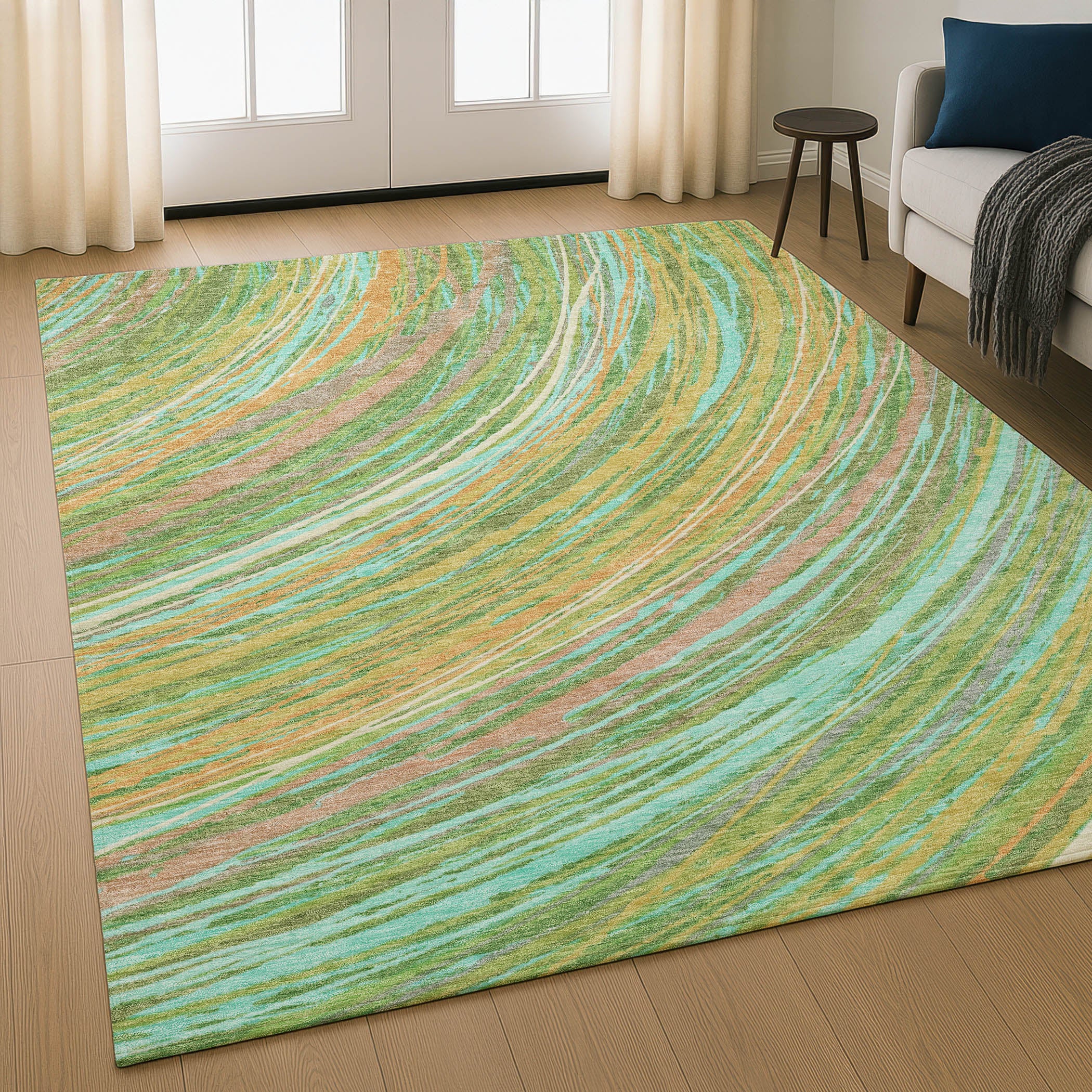 Tbilisi Machine Washable Transitional Green Rug 2'6" x 3'10" #shape_Rectangle