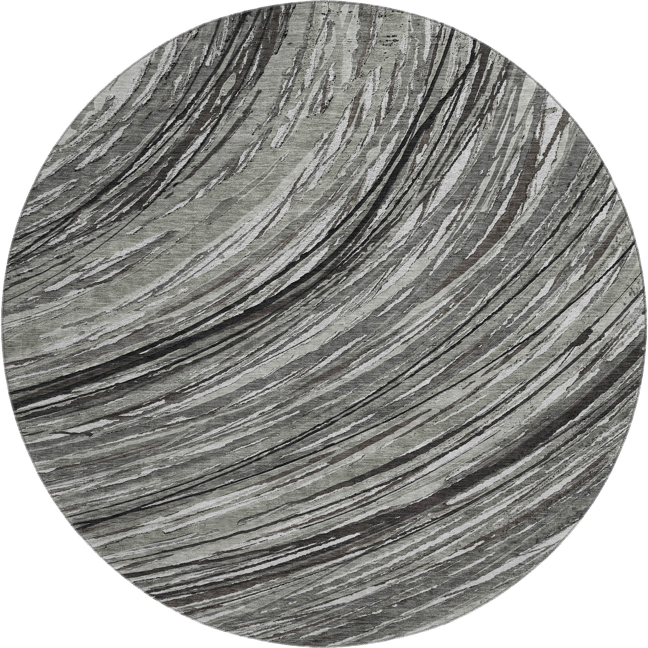 Tbilisi Machine Washable Transitional Taupe Brown Rug 8' x 8' #shape_Round