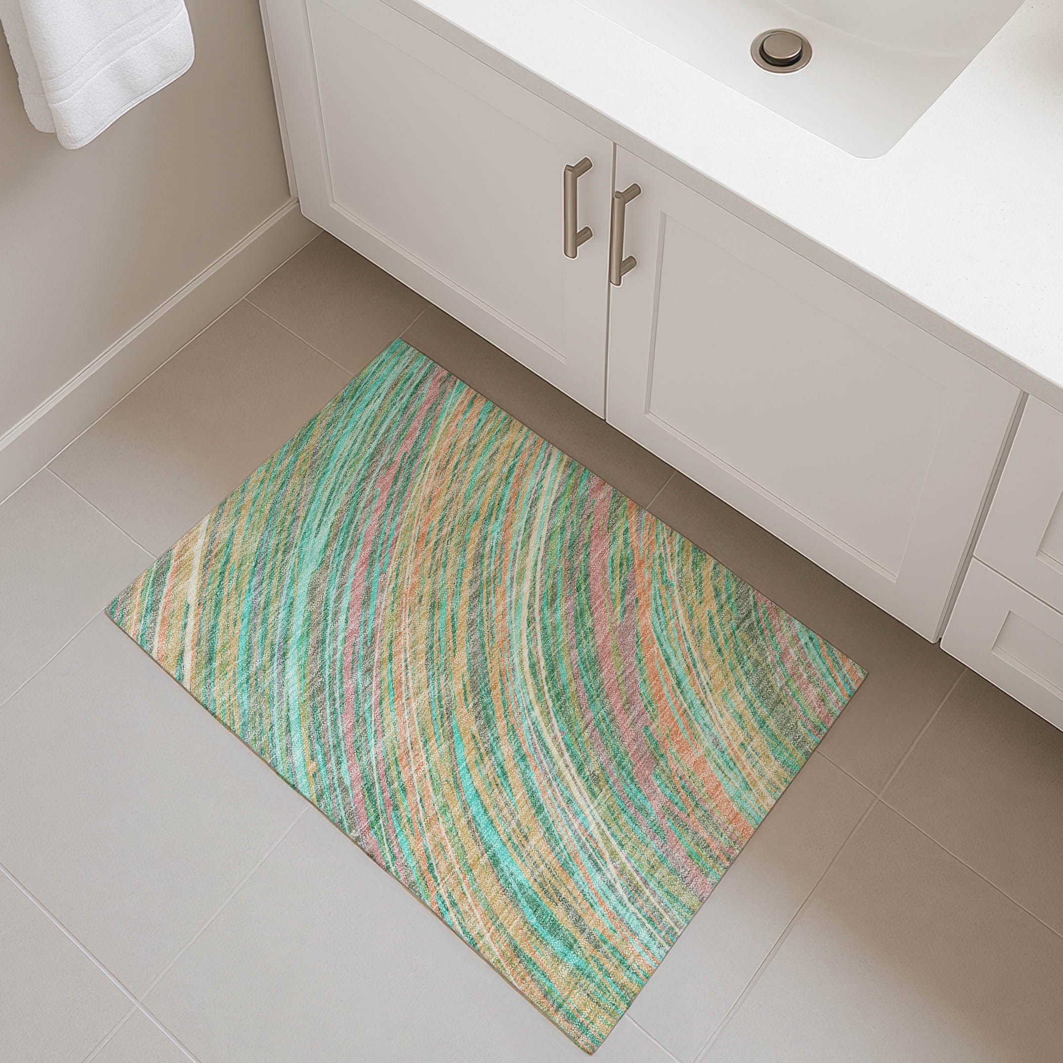 Tbilisi Machine Washable Transitional Teal Rug 1'8" x 2'6" #shape_Rectangle