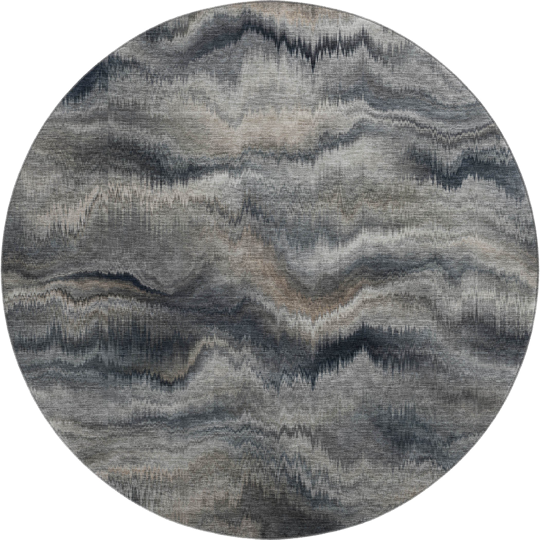 Bergen Machine Washable Transitional Gray Rug 8' x 8' #shape_Round