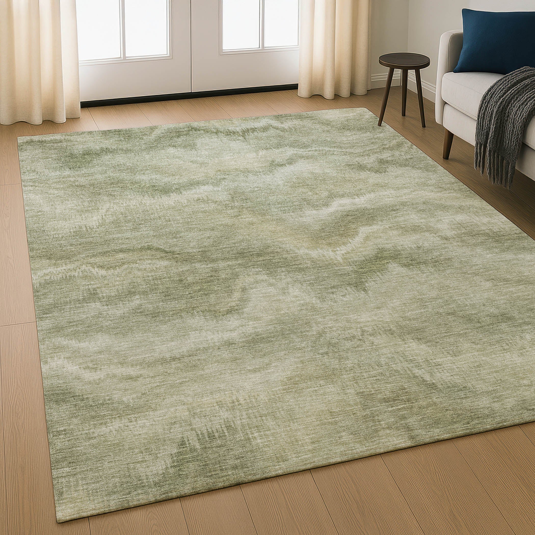 Bergen Machine Washable Transitional Sage Green Rug 2'6" x 3'10" #shape_Rectangle