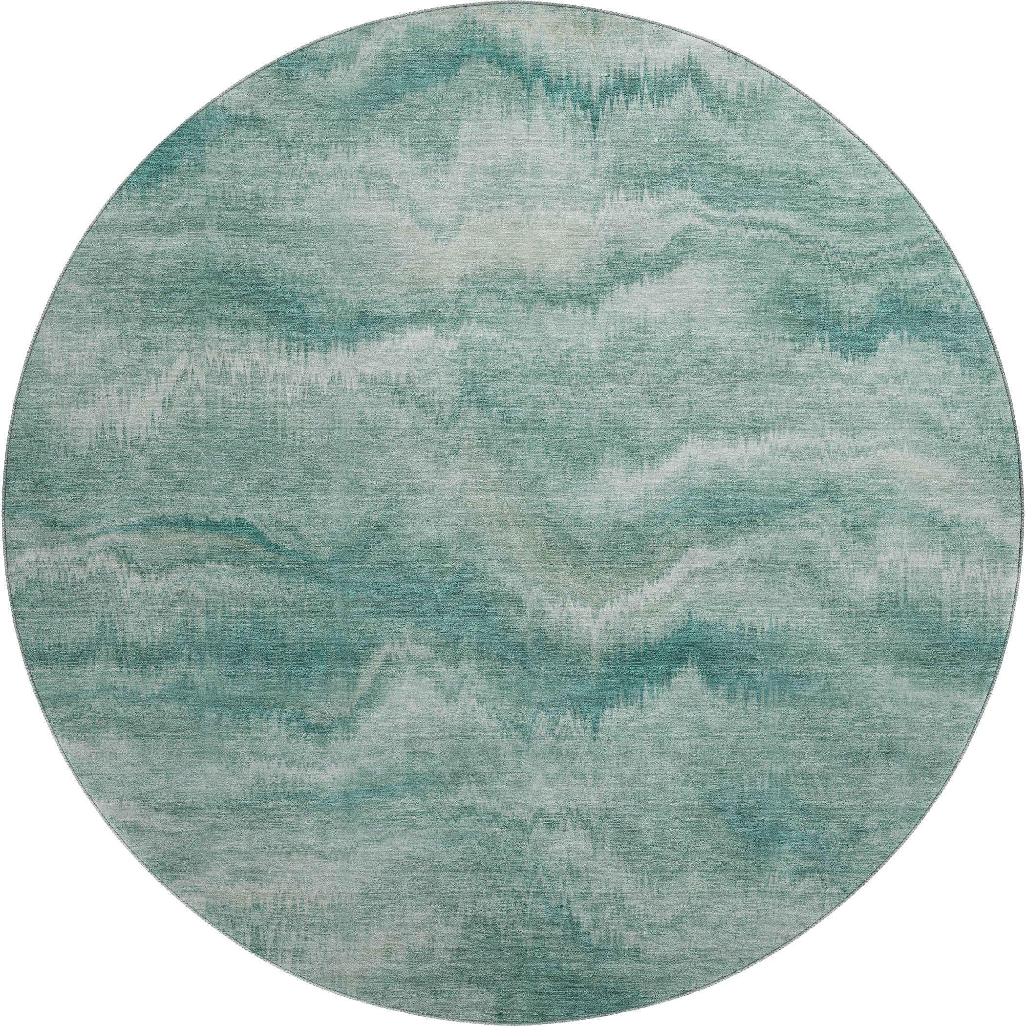 Bergen Machine Washable Transitional Teal Rug 8' x 8' #shape_Round