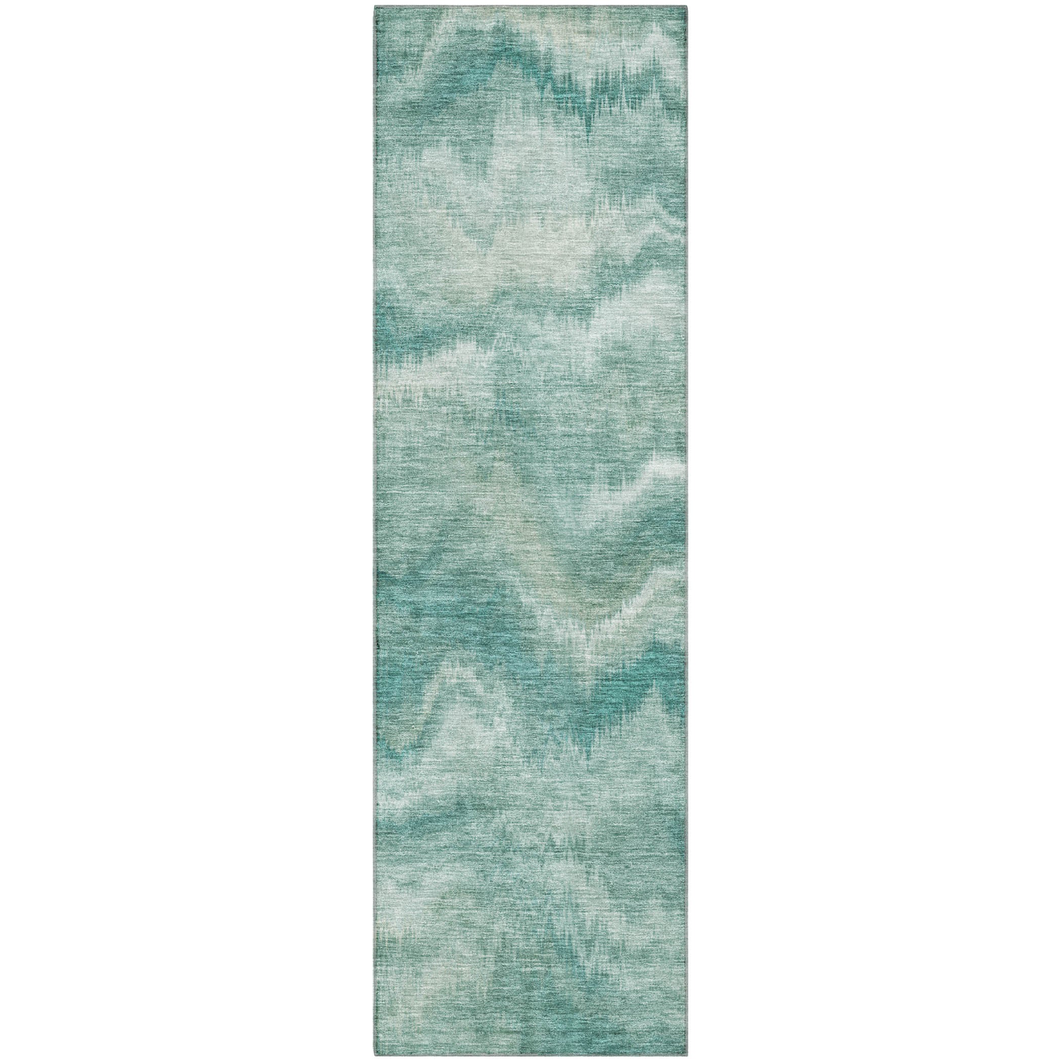Bergen Machine Washable Transitional Teal Rug 2'3" x 7'6" #shape_Runner