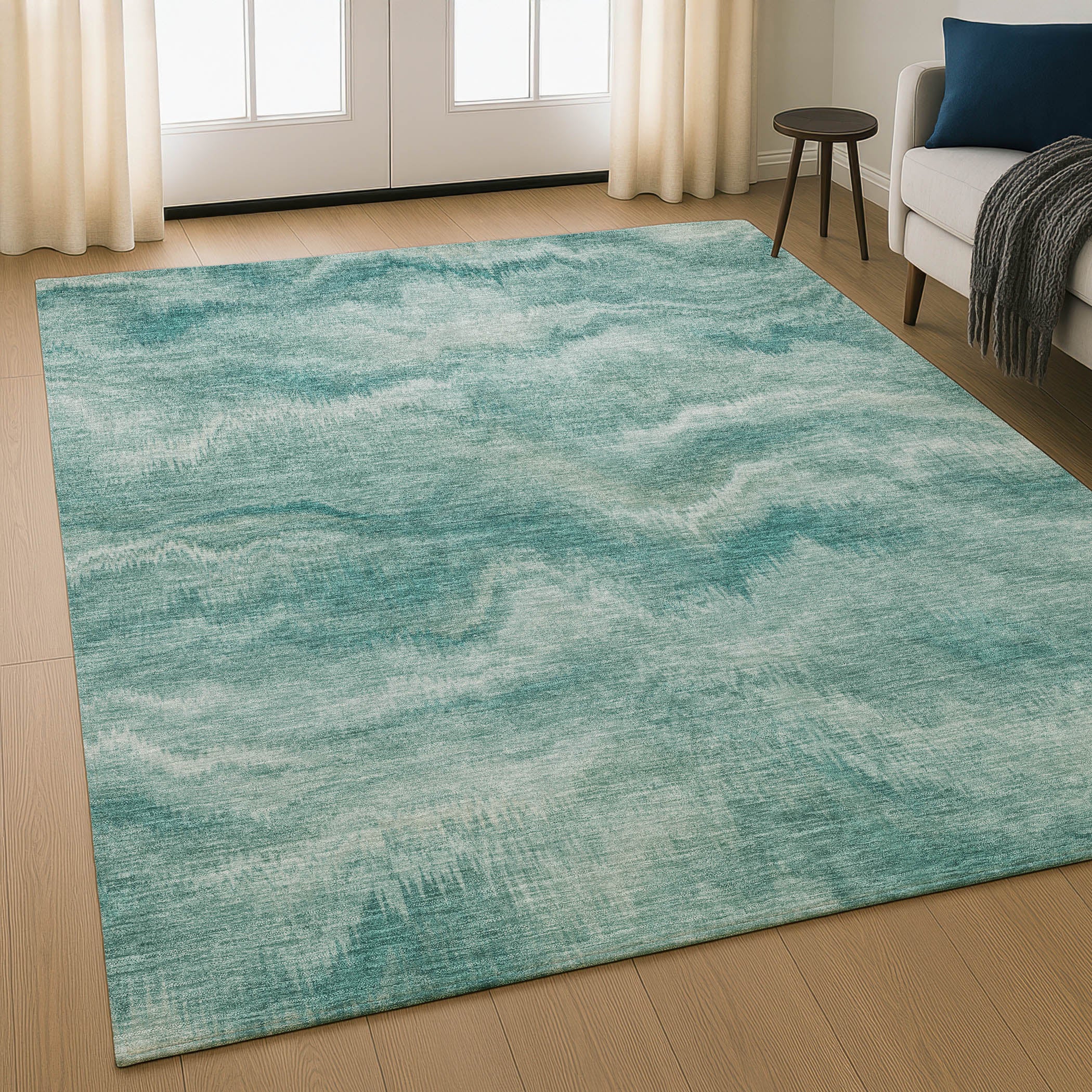 Bergen Machine Washable Transitional Teal Rug 2'6" x 3'10" #shape_Rectangle