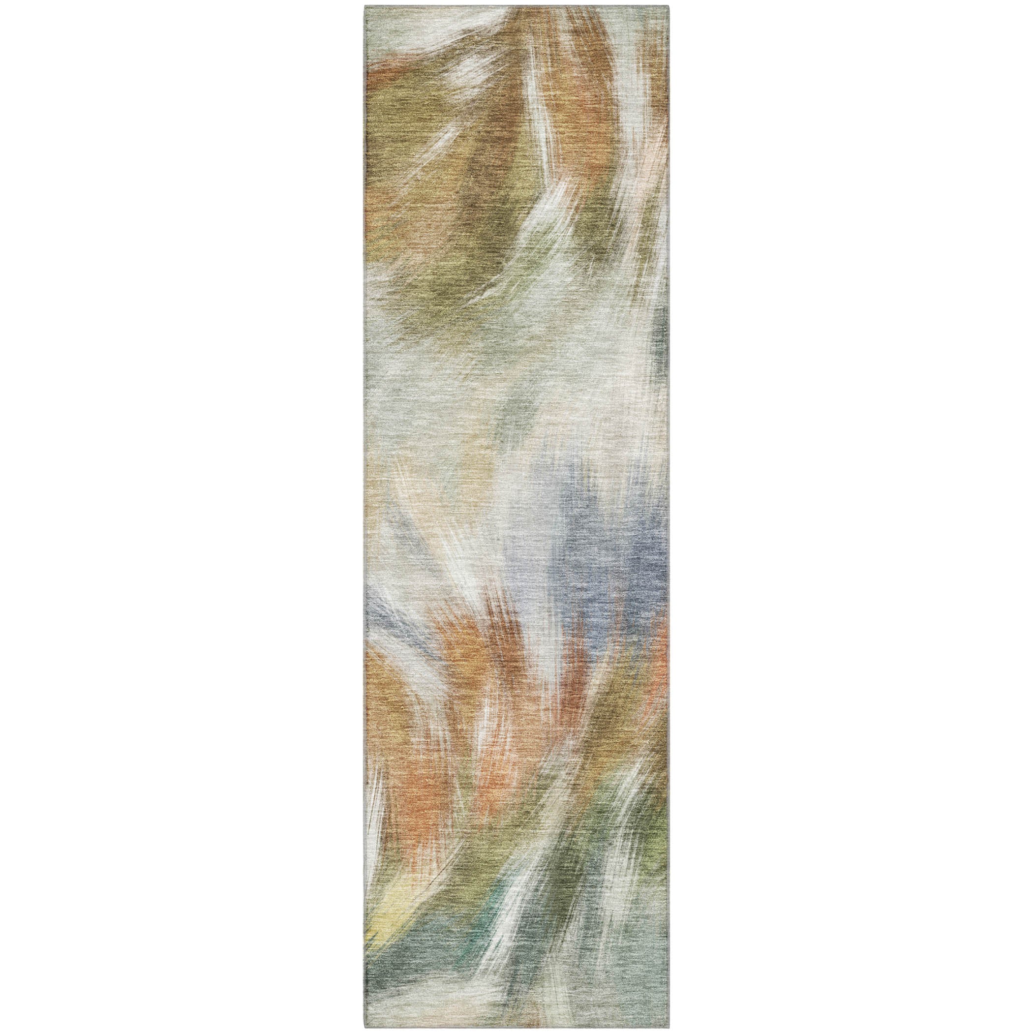 Split Machine Washable Transitional Beige Brown Rug 2'3" x 7'6" #shape_Runner