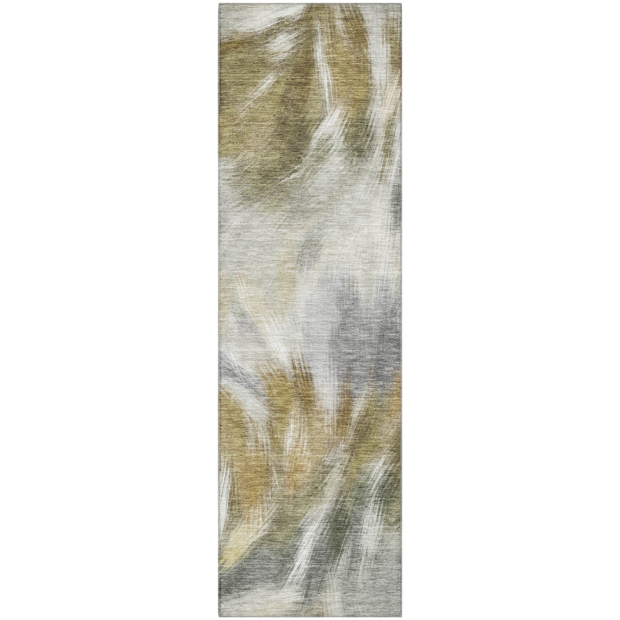 Split Machine Washable Transitional Pewter Gray Rug 2'3" x 7'6" #shape_Runner