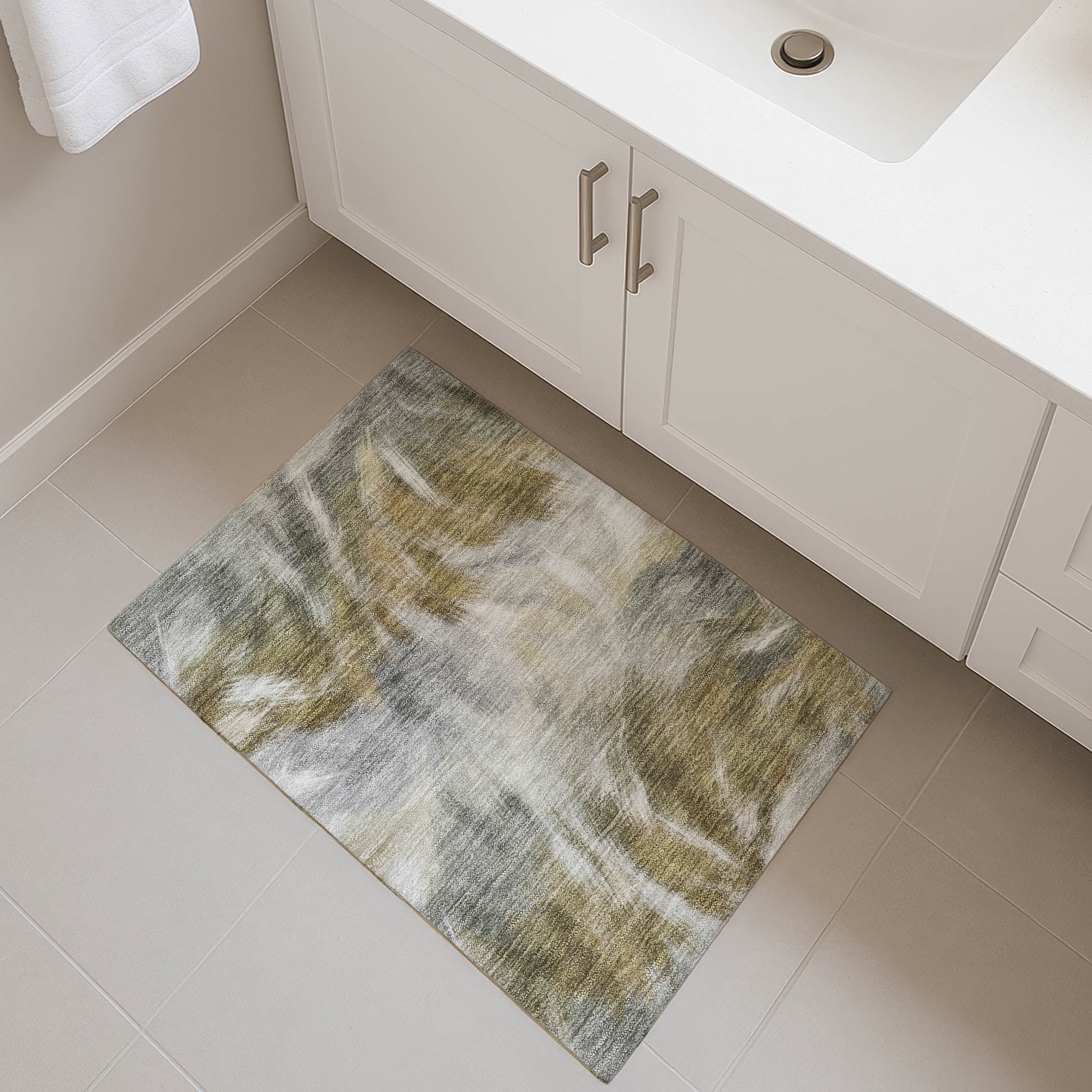 Split Machine Washable Transitional Pewter Gray Rug 1'8" x 2'6" #shape_Rectangle