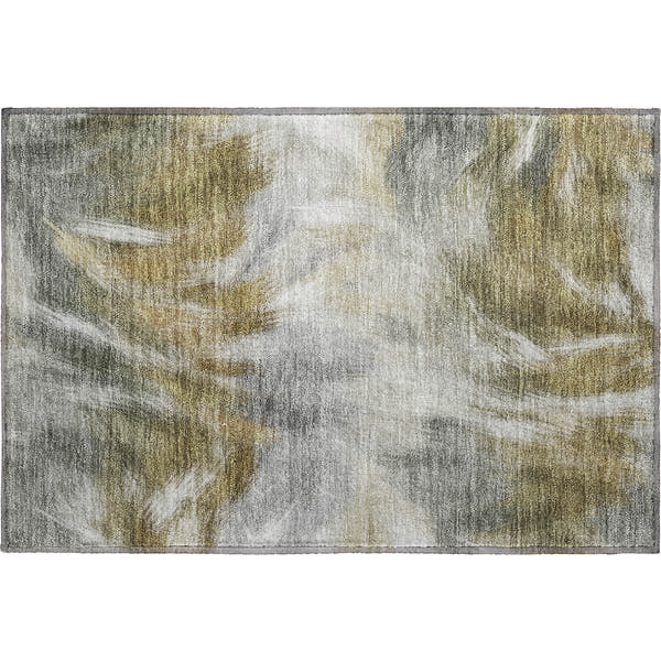 Split Machine Washable Transitional Pewter Gray Rug 1'8" x 2'6"