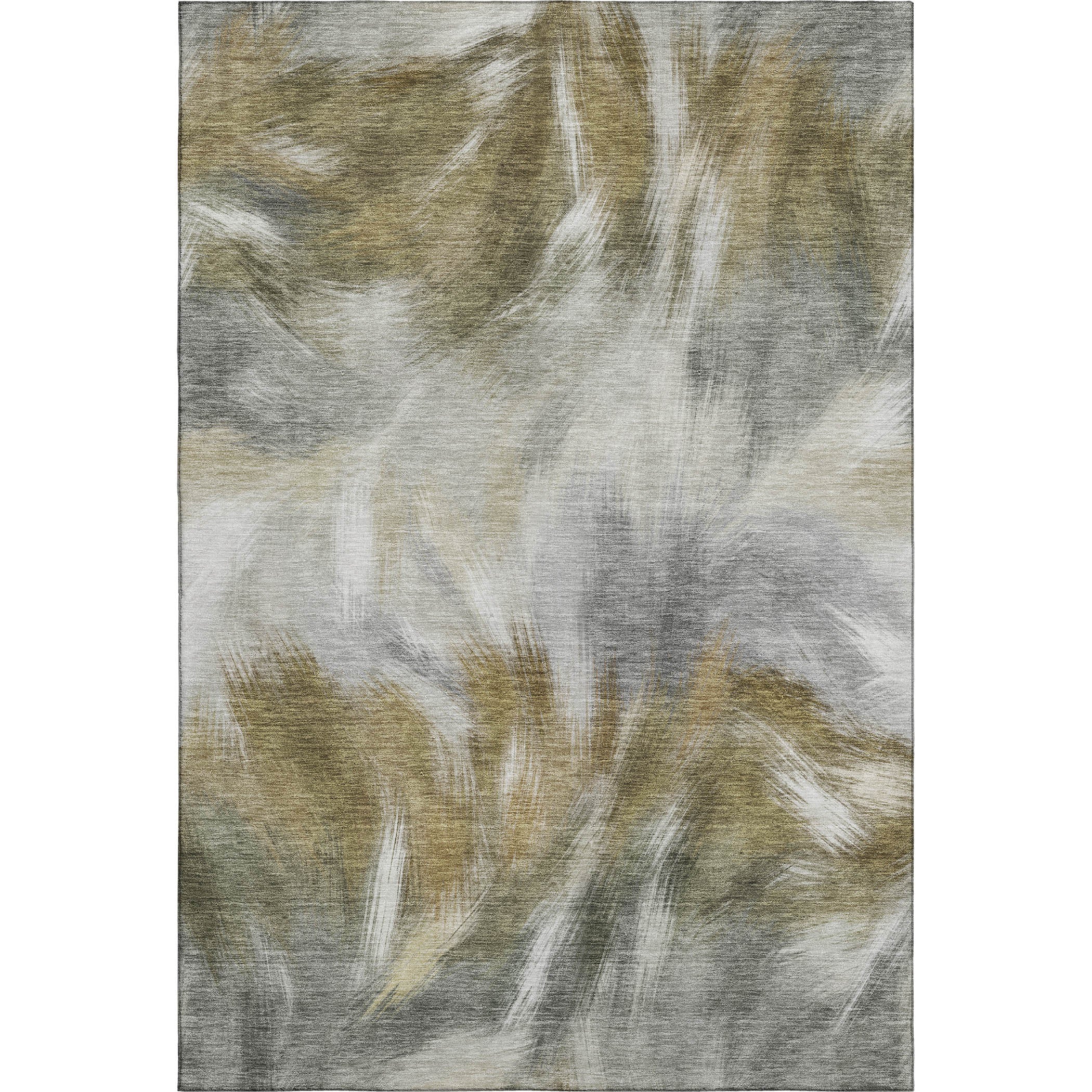 Split Machine Washable Transitional Pewter Gray Rug 2'6" x 3'10" #shape_Rectangle