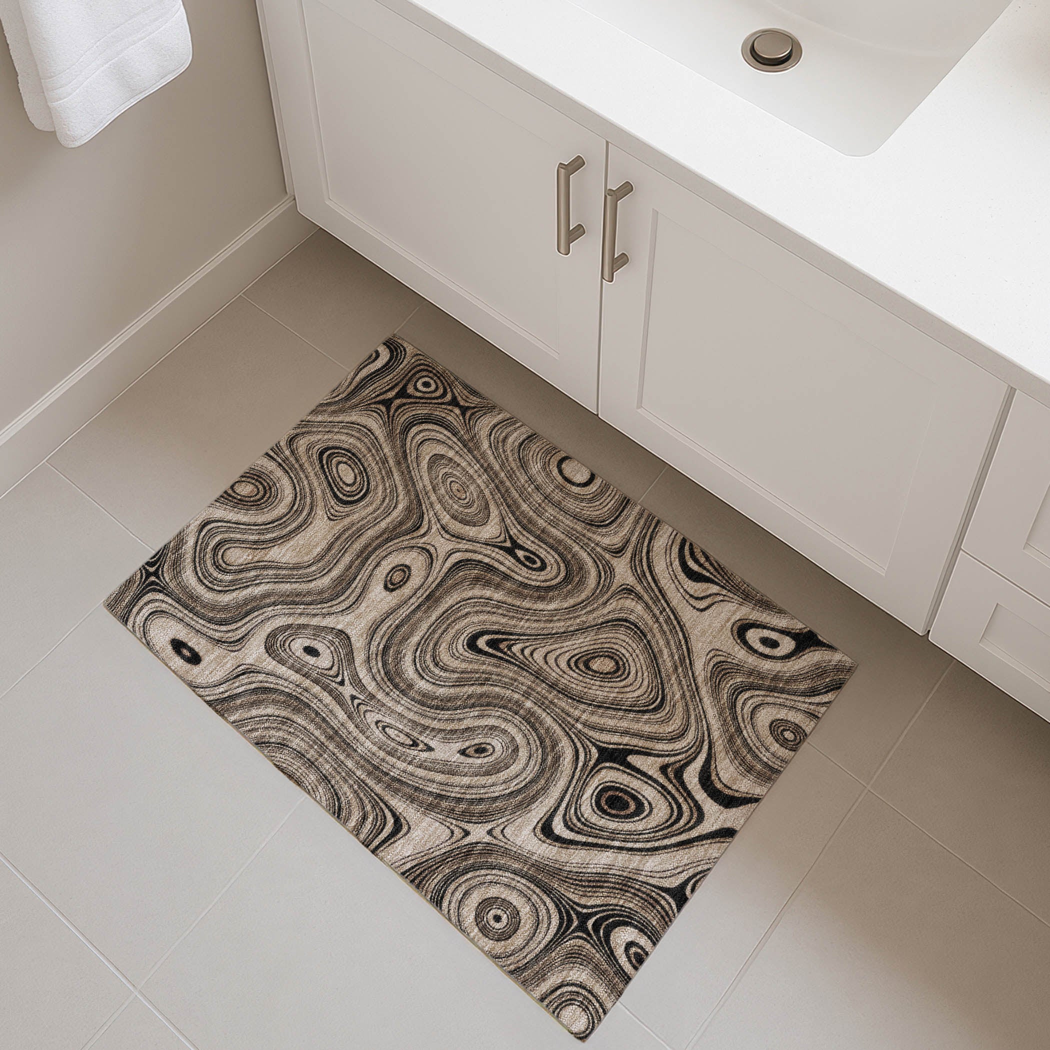Istanbul Machine Washable Transitional Beige Brown Rug 1'8" x 2'6" #shape_Rectangle