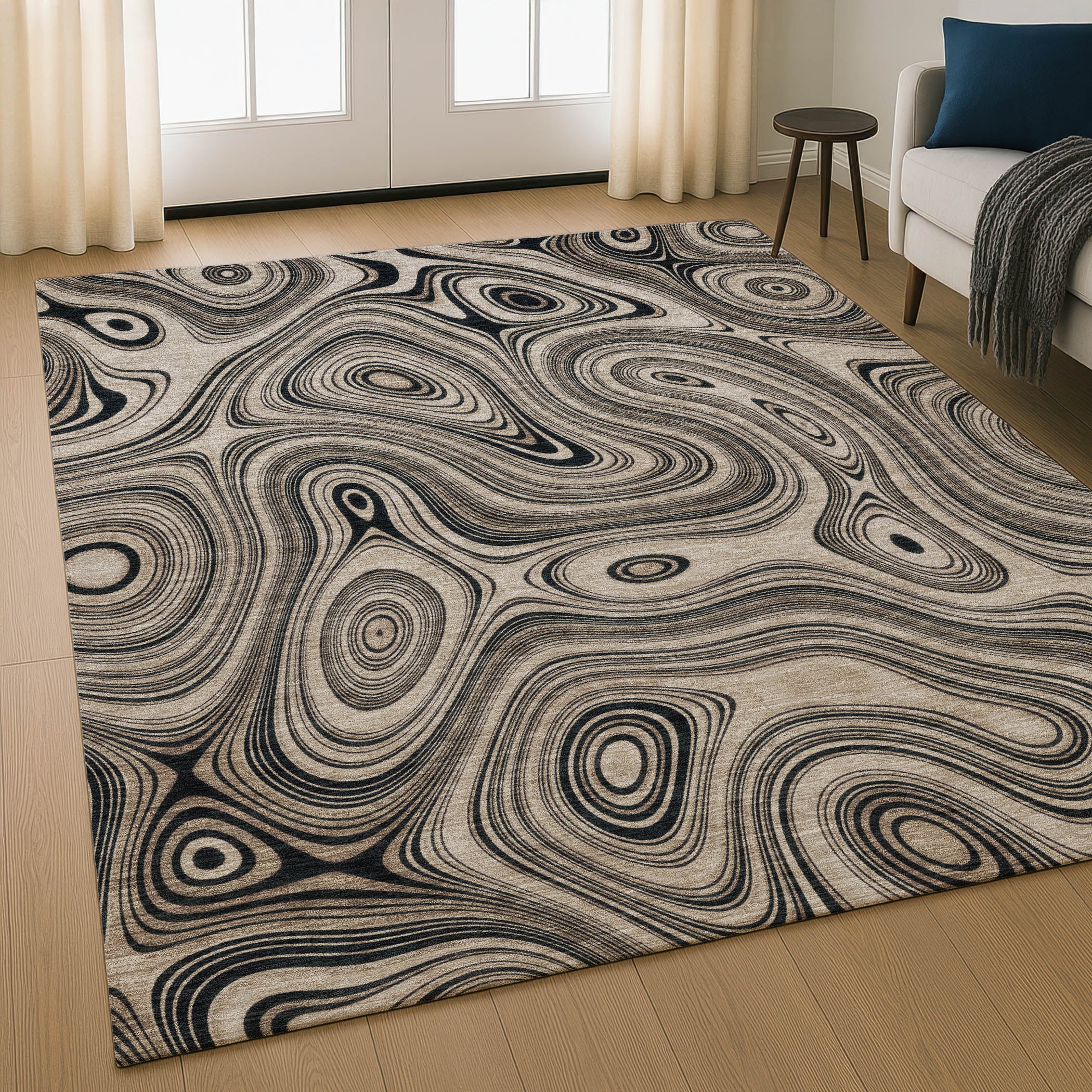 Istanbul Machine Washable Transitional Beige Brown Rug 2'6" x 3'10" #shape_Rectangle