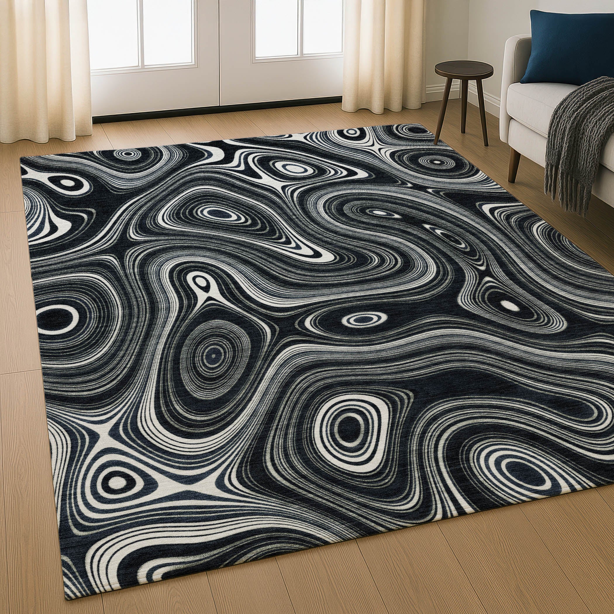 Istanbul Machine Washable Transitional Black Rug 2'6" x 3'10" #shape_Rectangle