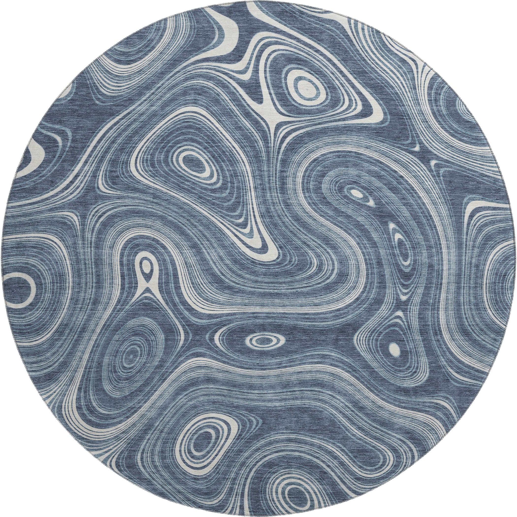Istanbul Machine Washable Transitional Blue Rug 8' x 8' #shape_Round