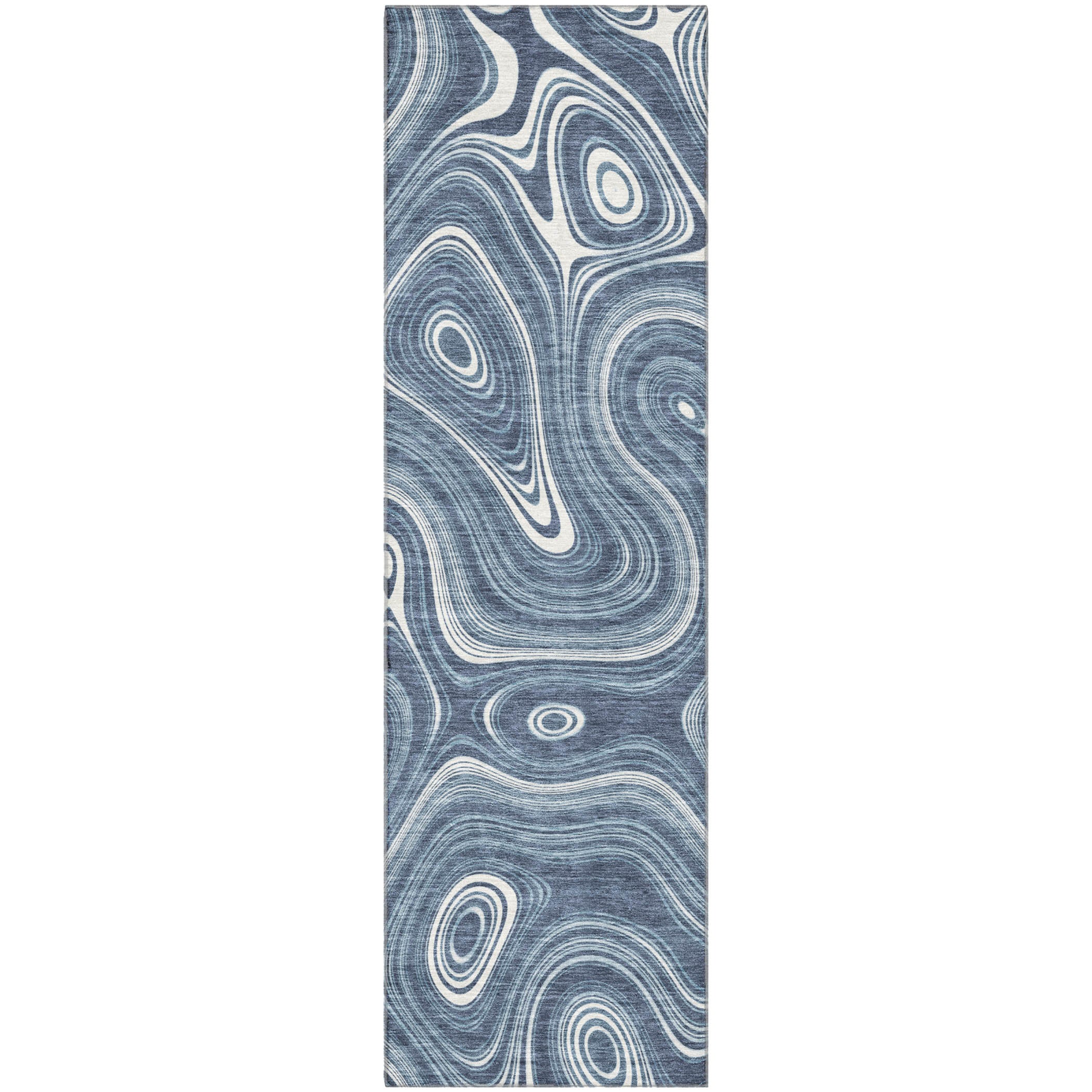 Istanbul Machine Washable Transitional Blue Rug 2'3" x 7'6" #shape_Runner