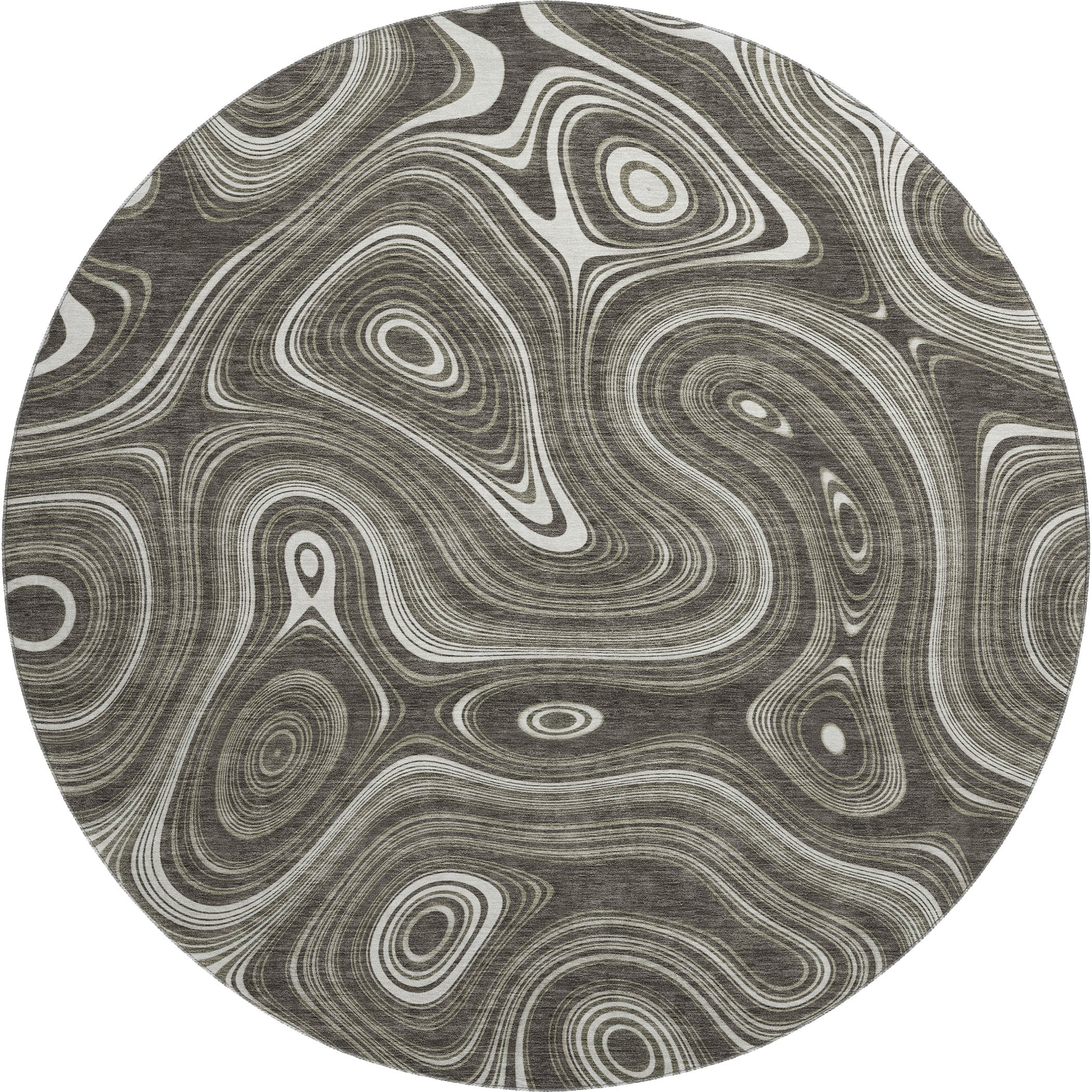 Istanbul Machine Washable Transitional Gray Rug 8' x 8' #shape_Round