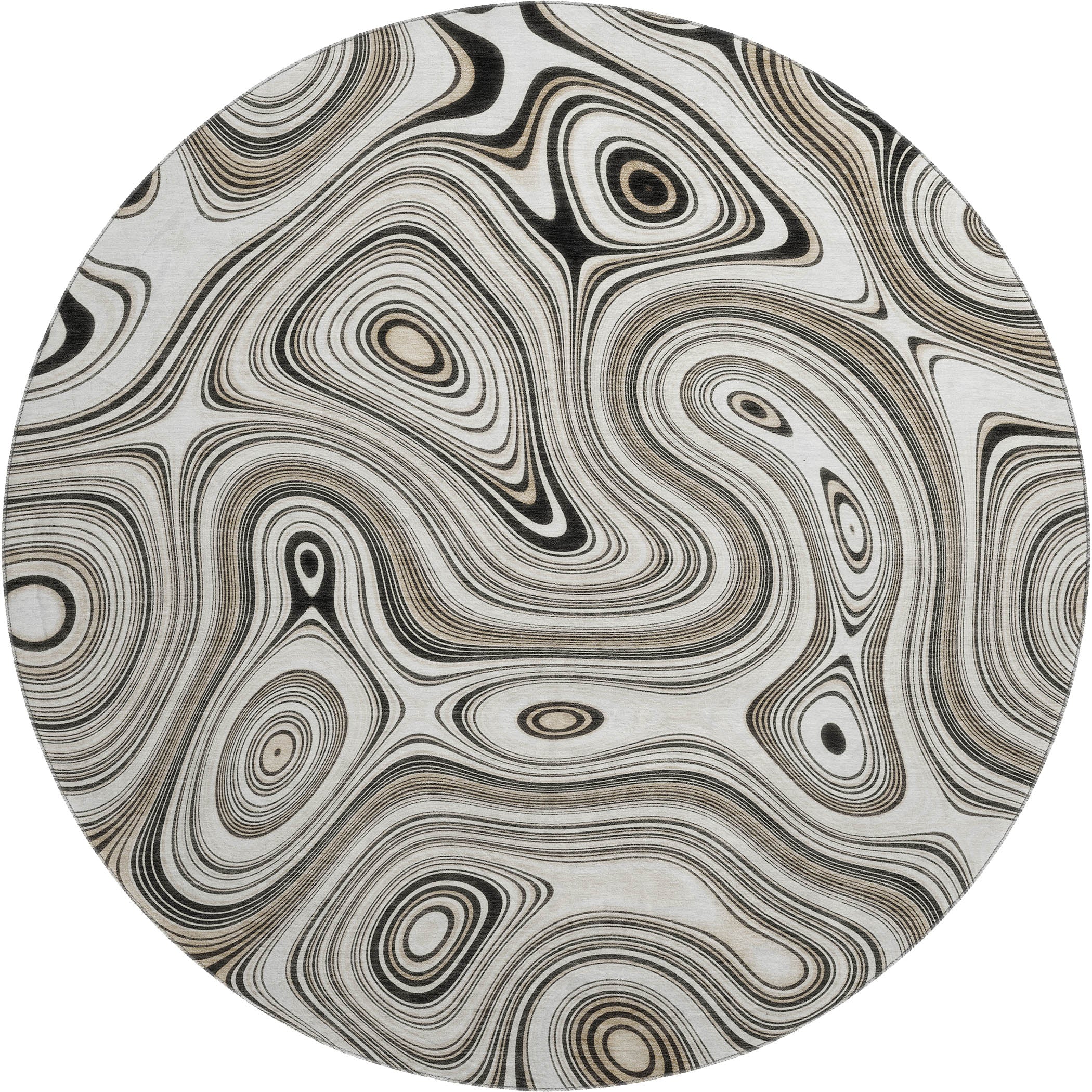 Istanbul Machine Washable Transitional Ivory Rug 8' x 8' #shape_Round