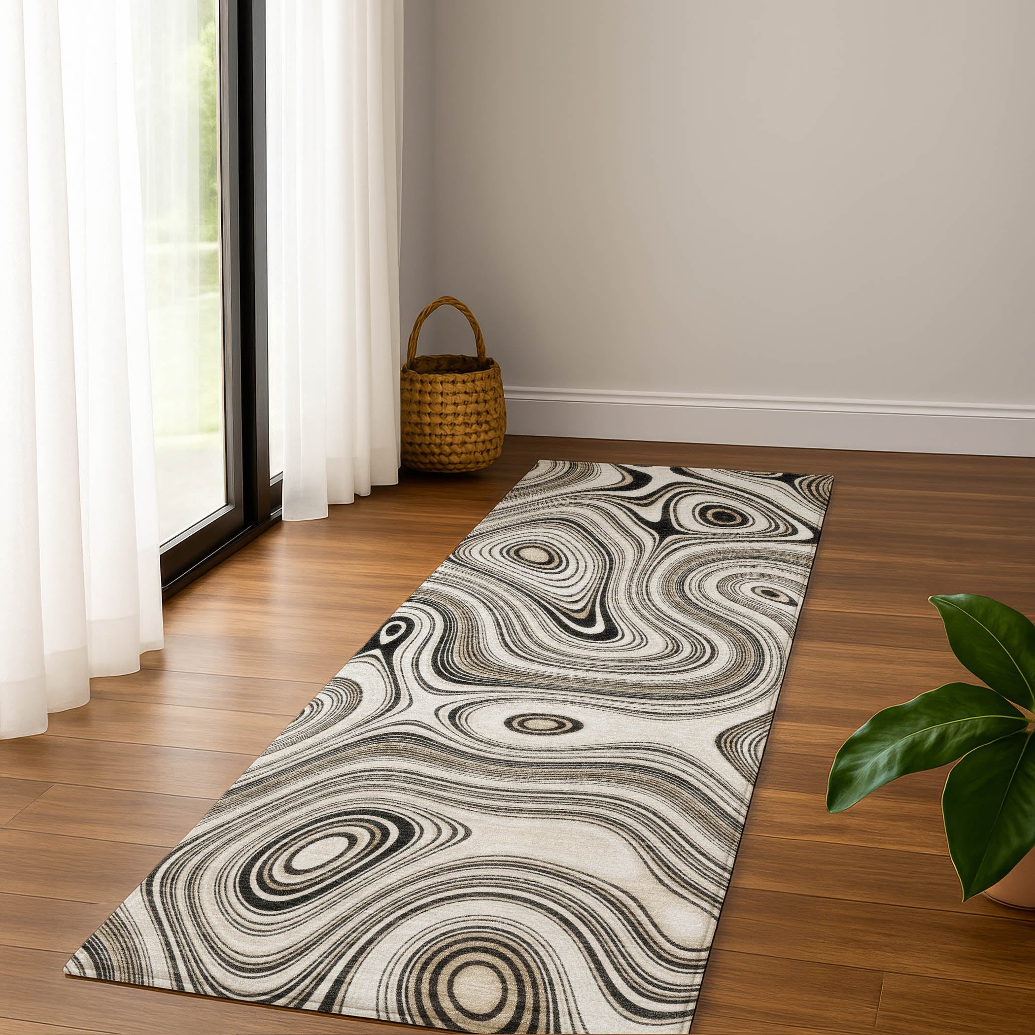 Istanbul Machine Washable Transitional Ivory Rug 2'3" x 7'6" #shape_Runner