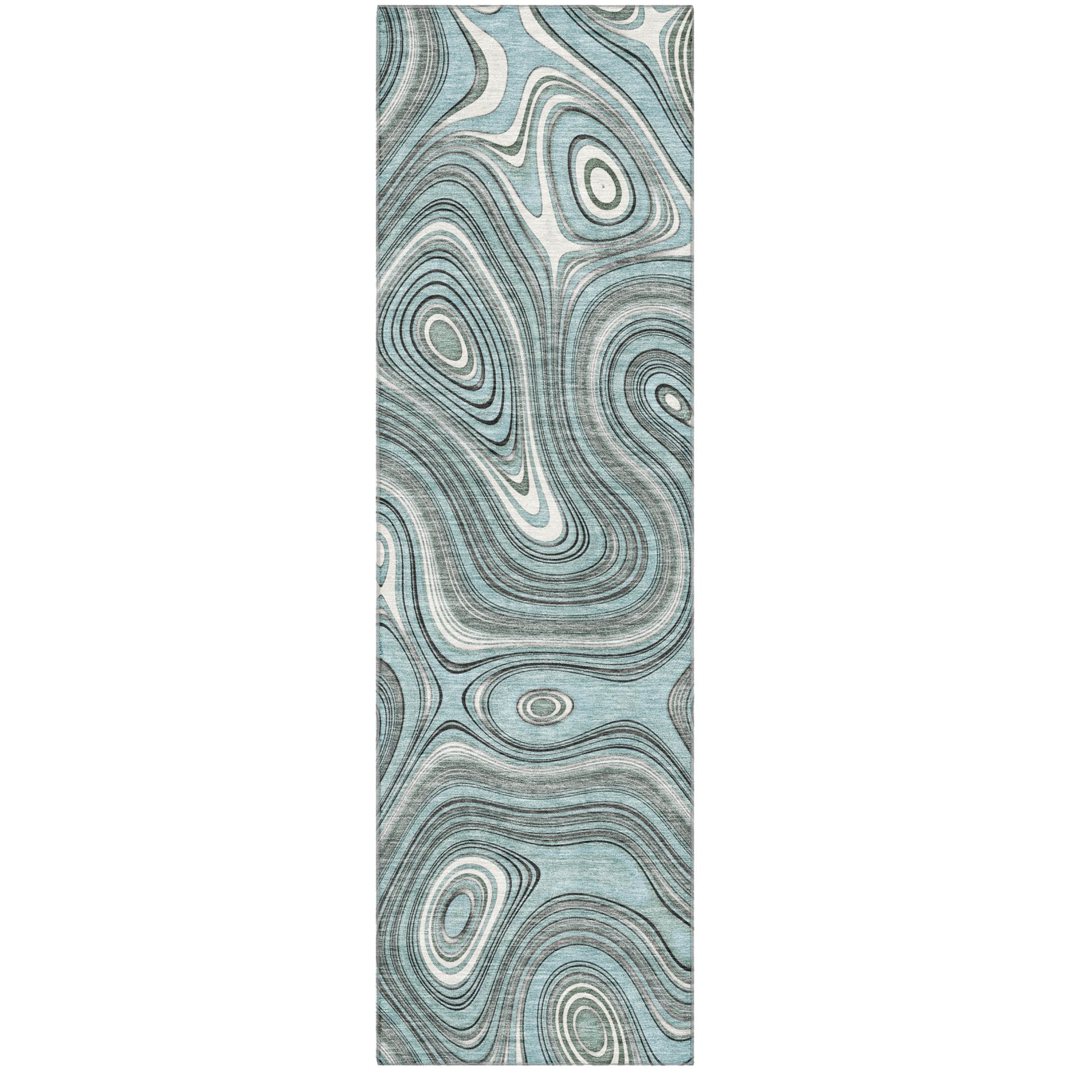 Istanbul Machine Washable Transitional Sky Blue Rug 2'3" x 7'6" #shape_Runner