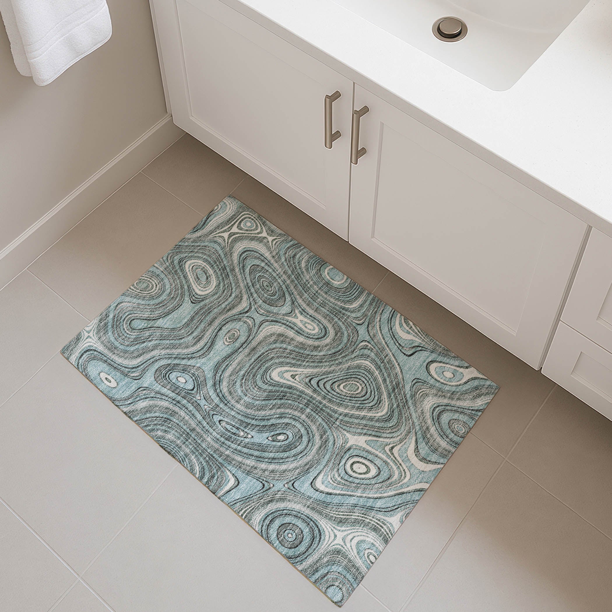 Istanbul Machine Washable Transitional Sky Blue Rug 1'8" x 2'6" #shape_Rectangle