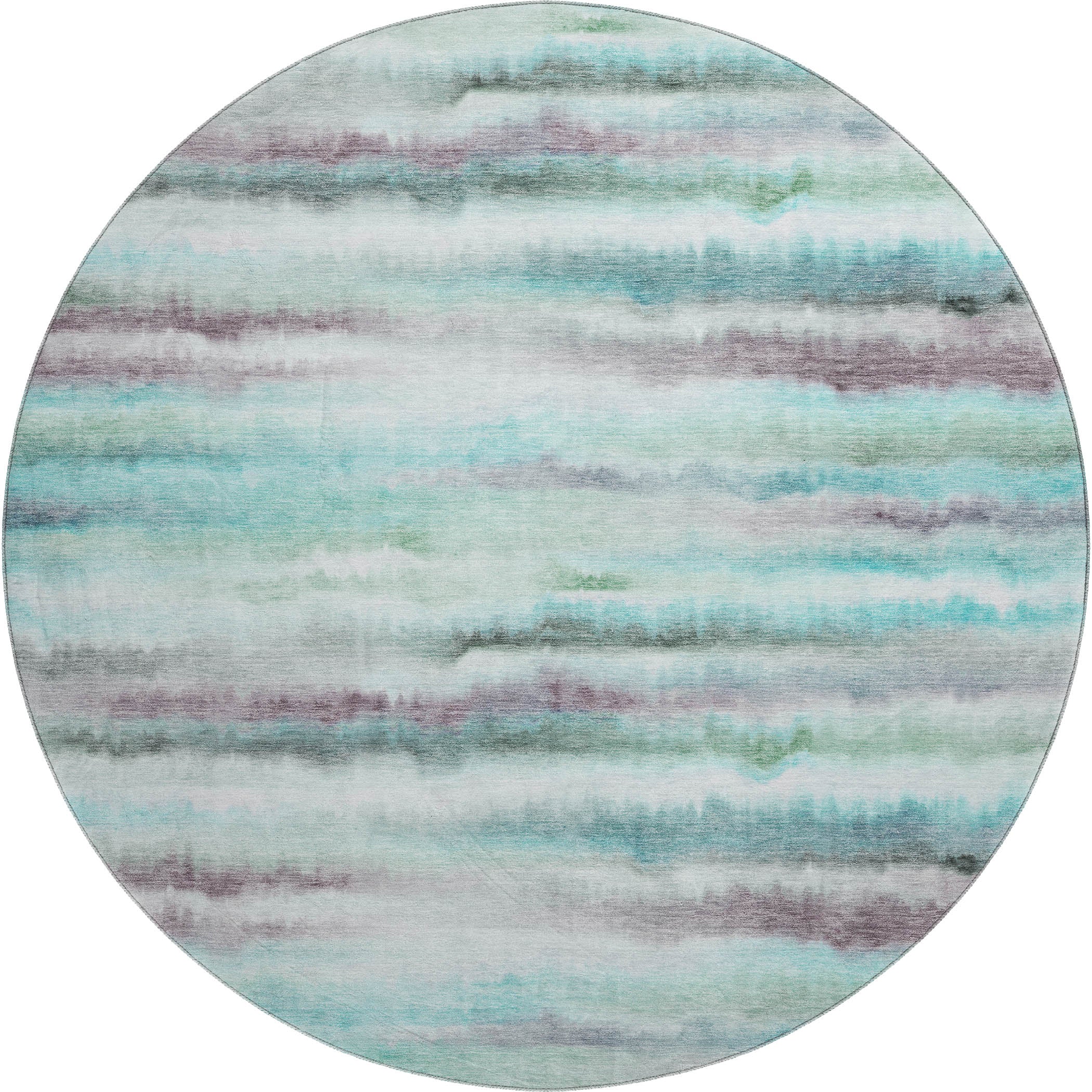 Sintra Machine Washable Transitional Teal Rug 8' x 8' #shape_Round