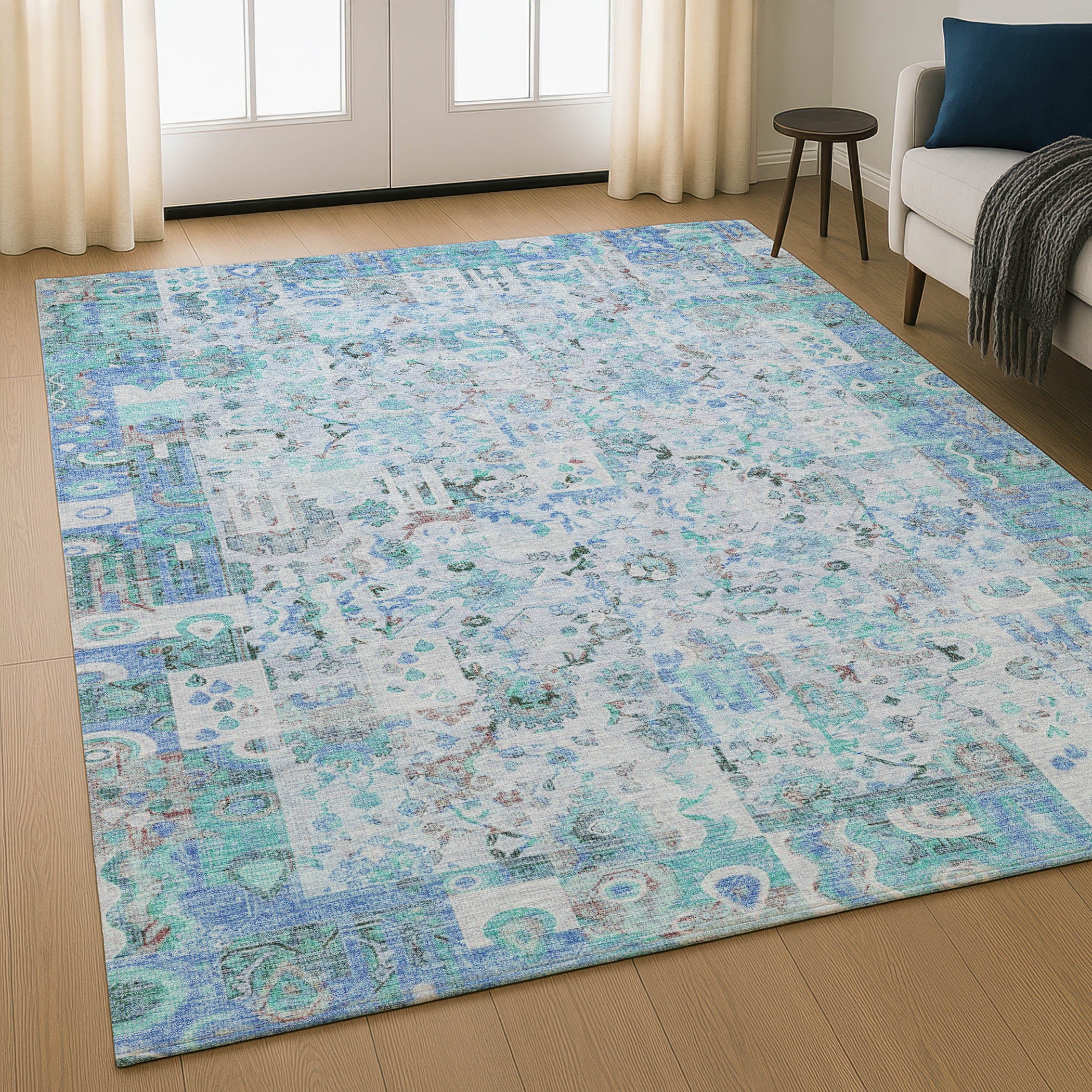 Jaipur Machine Washable Traditional Blue Rug 2'6" x 3'10" #shape_Rectangle