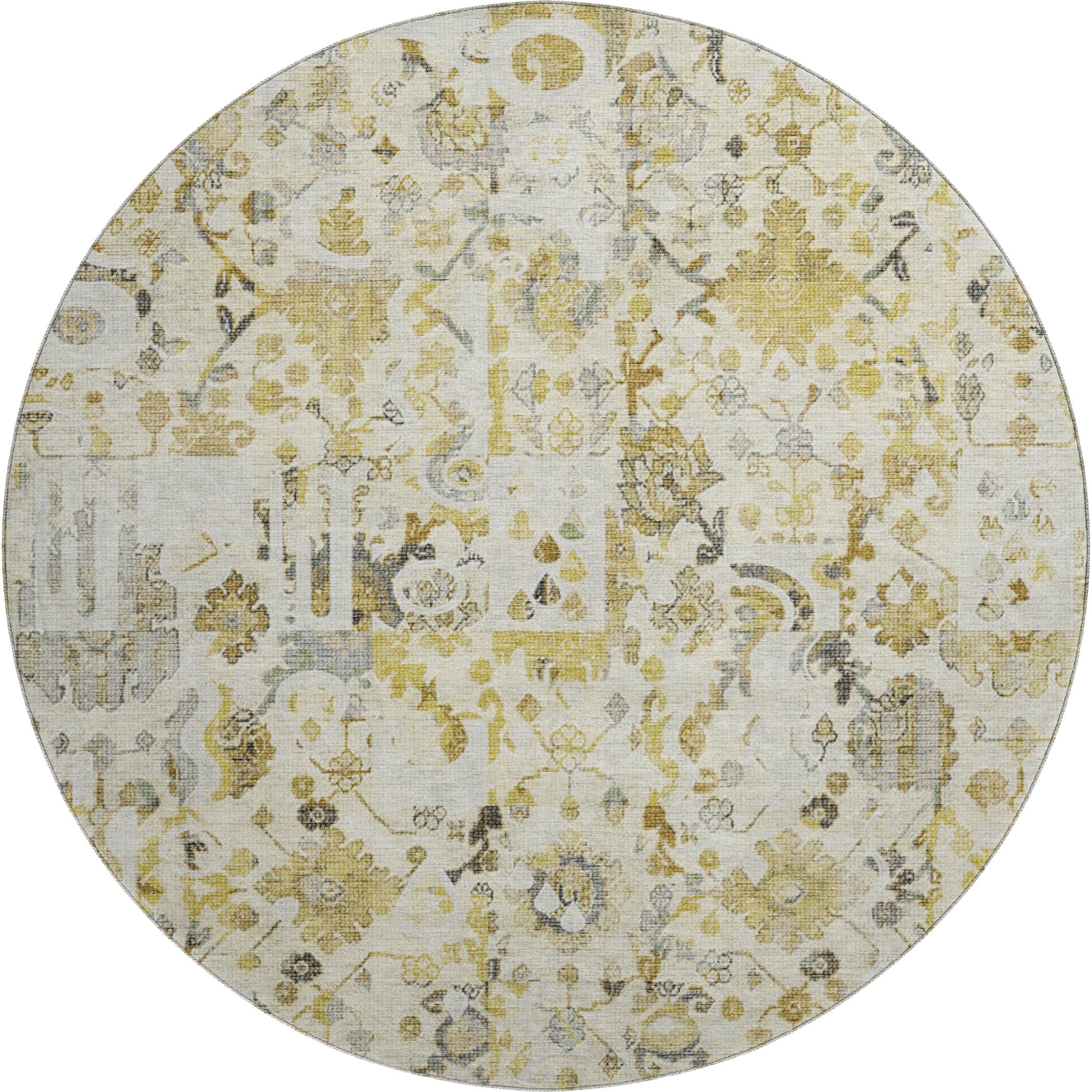 Jaipur Machine Washable Traditional Gold Rug 8' x 8' #shape_Round