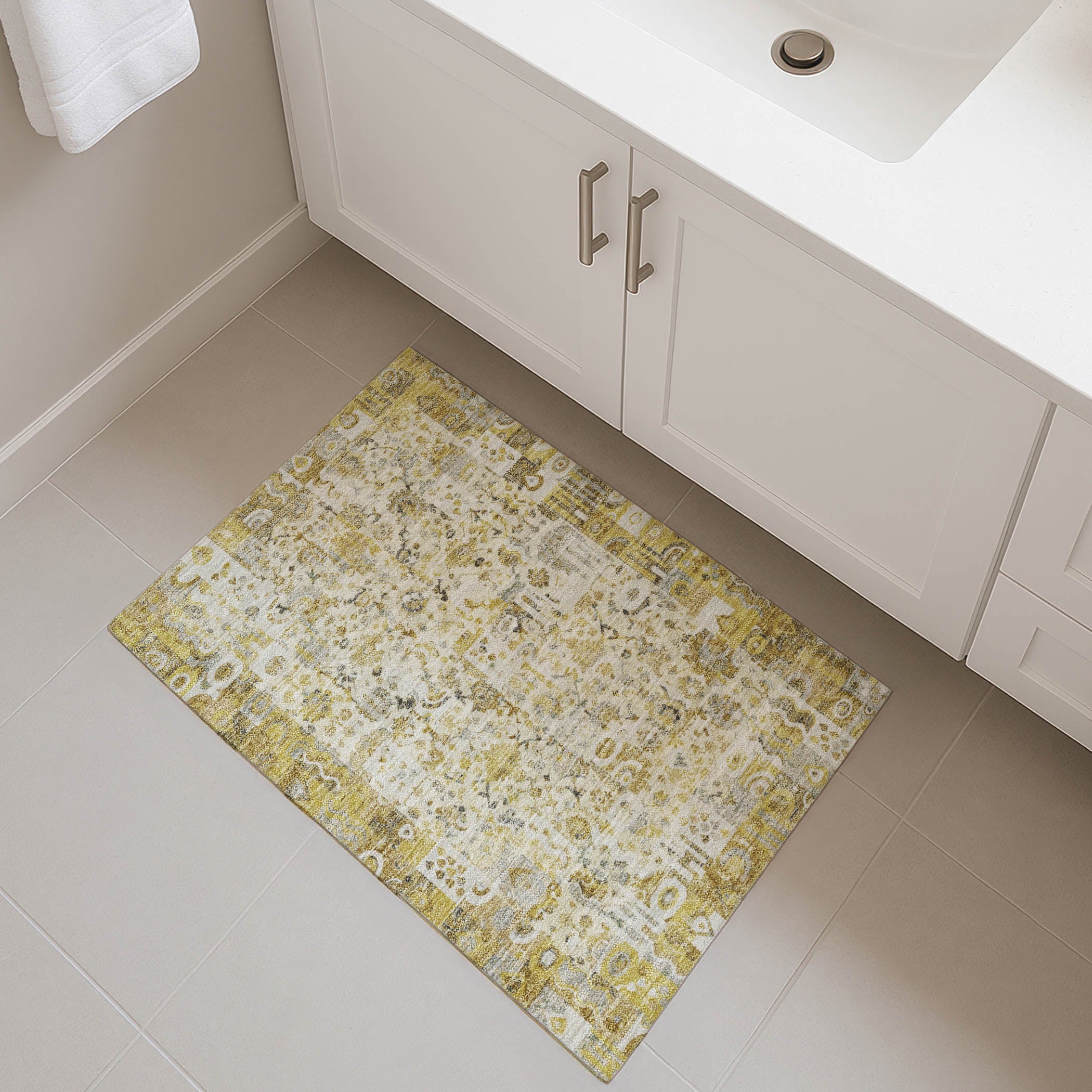 Jaipur Machine Washable Traditional Gold Rug 1'8" x 2'6" #shape_Rectangle