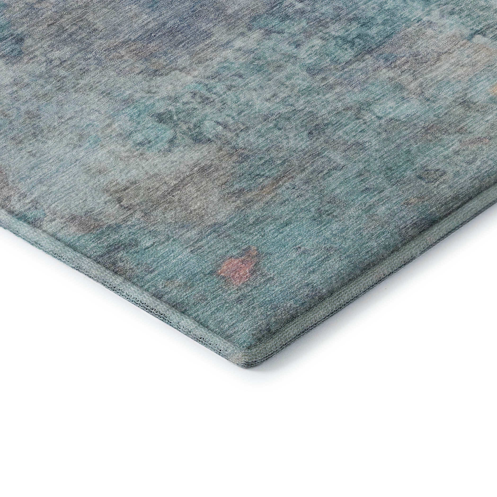 Dublin Machine Washable Transitional Aqua Teal Rug 1'8" x 2'6" #shape_Rectangle