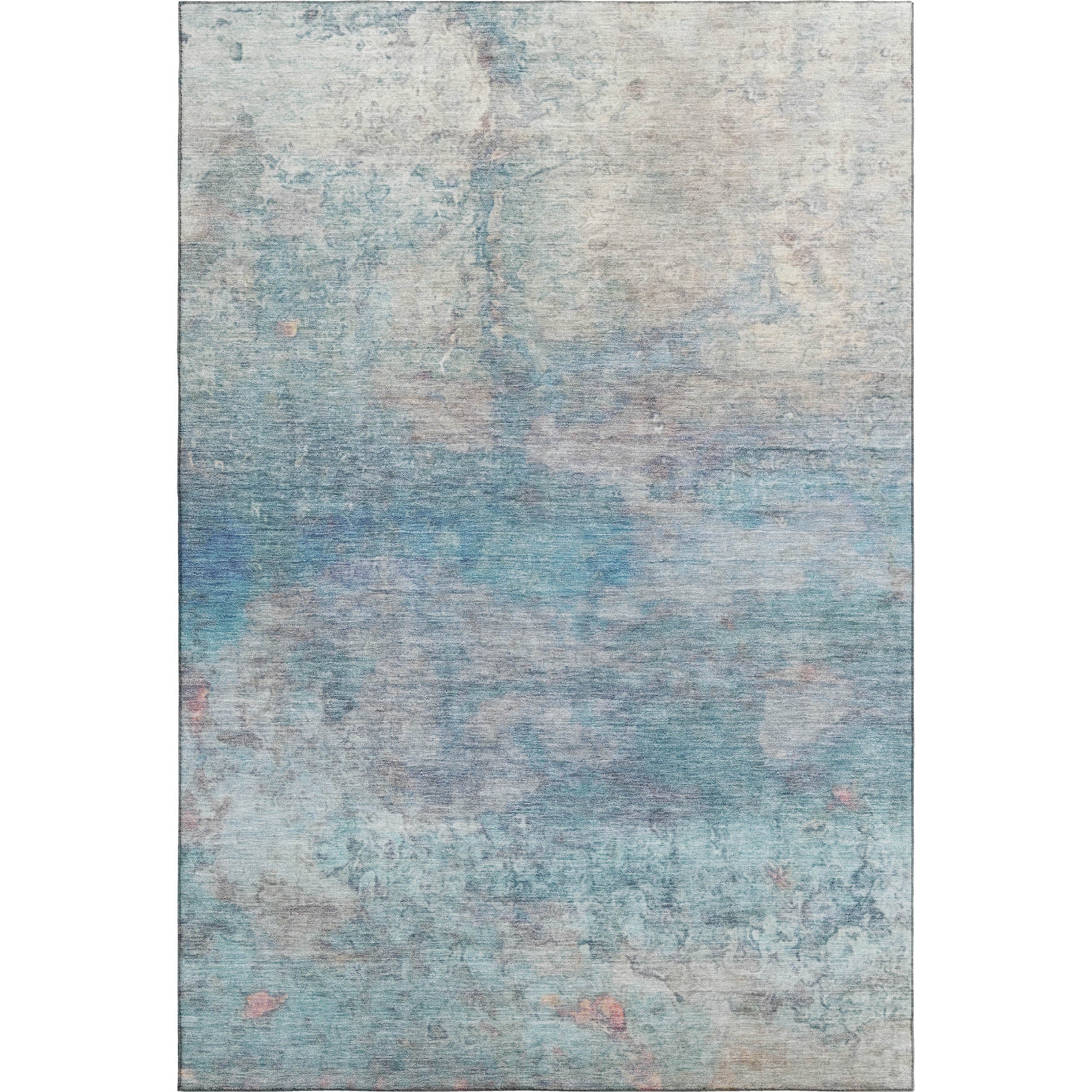 Dublin Machine Washable Transitional Aqua Teal Rug 2'6" x 3'10" #shape_Rectangle