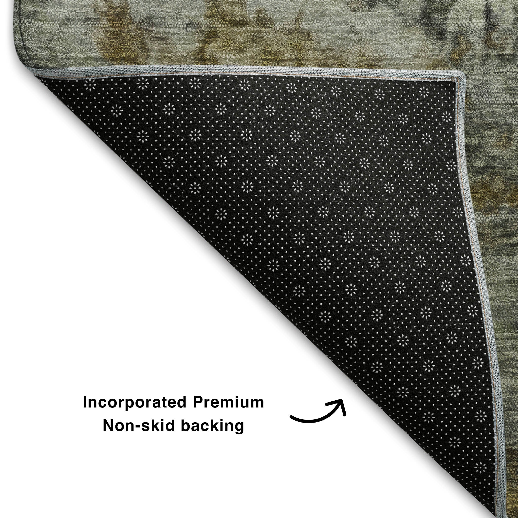 Dublin Machine Washable Transitional Olive Green Rug 1'8" x 2'6" #shape_Rectangle
